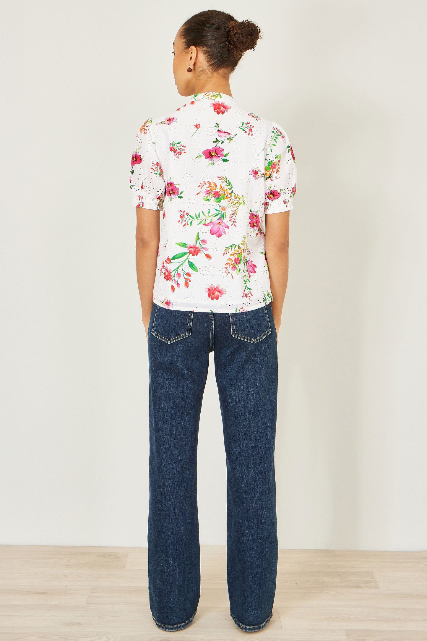 Yumi White Cotton Broderie Anglaise Floral Shirt SHIRT Yumi