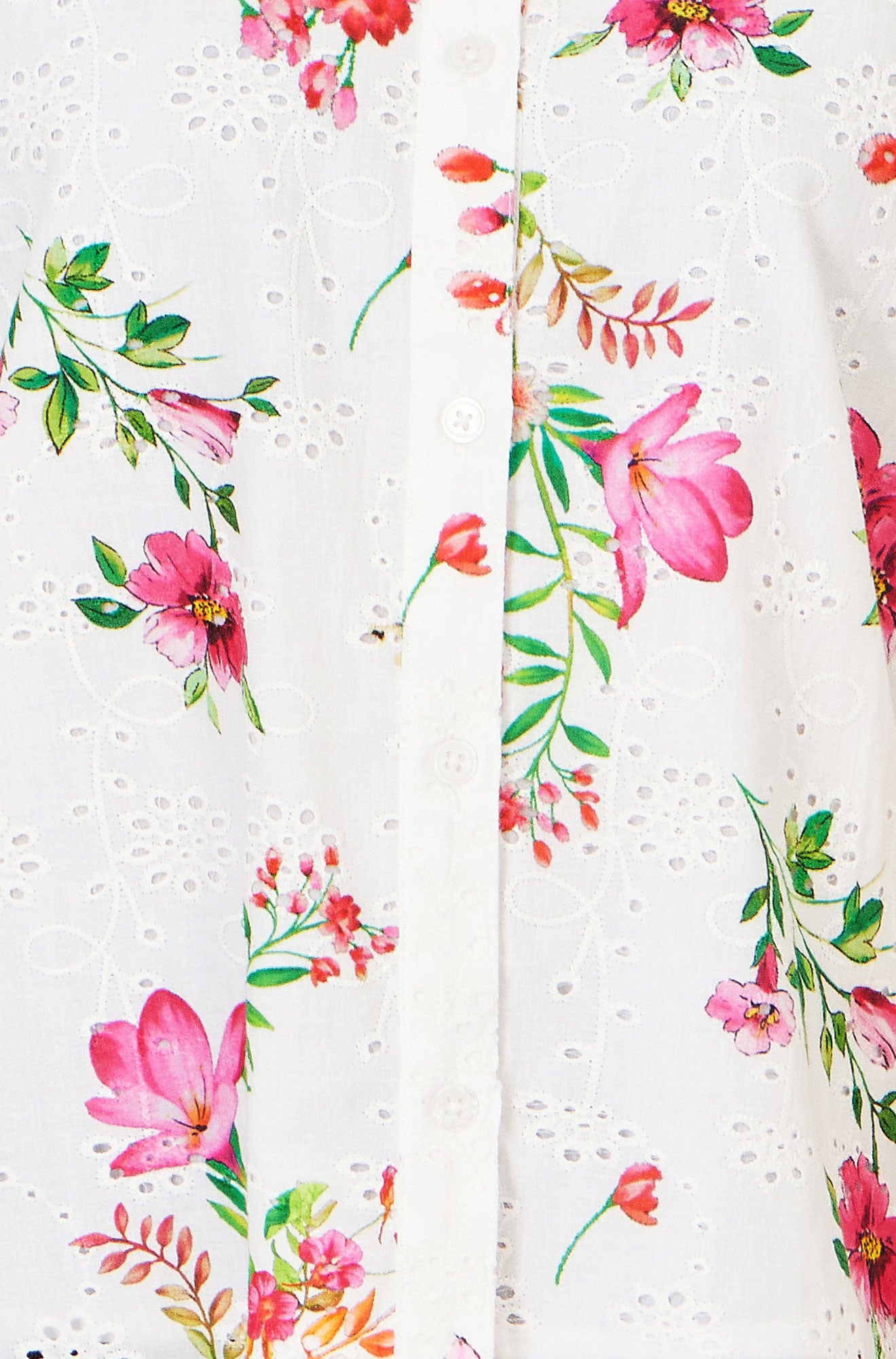 Yumi White Cotton Broderie Anglaise Floral Shirt SHIRT Yumi