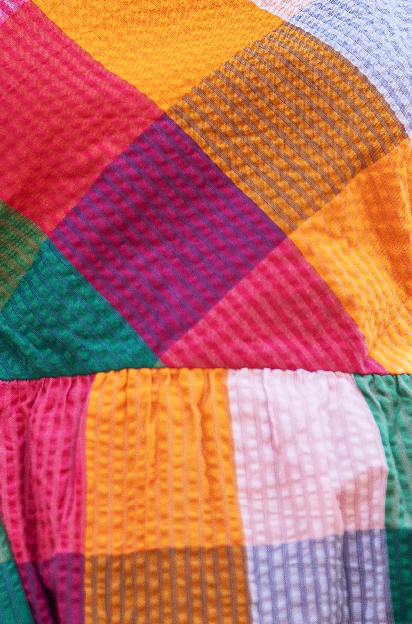 Yumi Multicolour Seersucker Cotton Midi Sun Dress Dress Casual Yumi