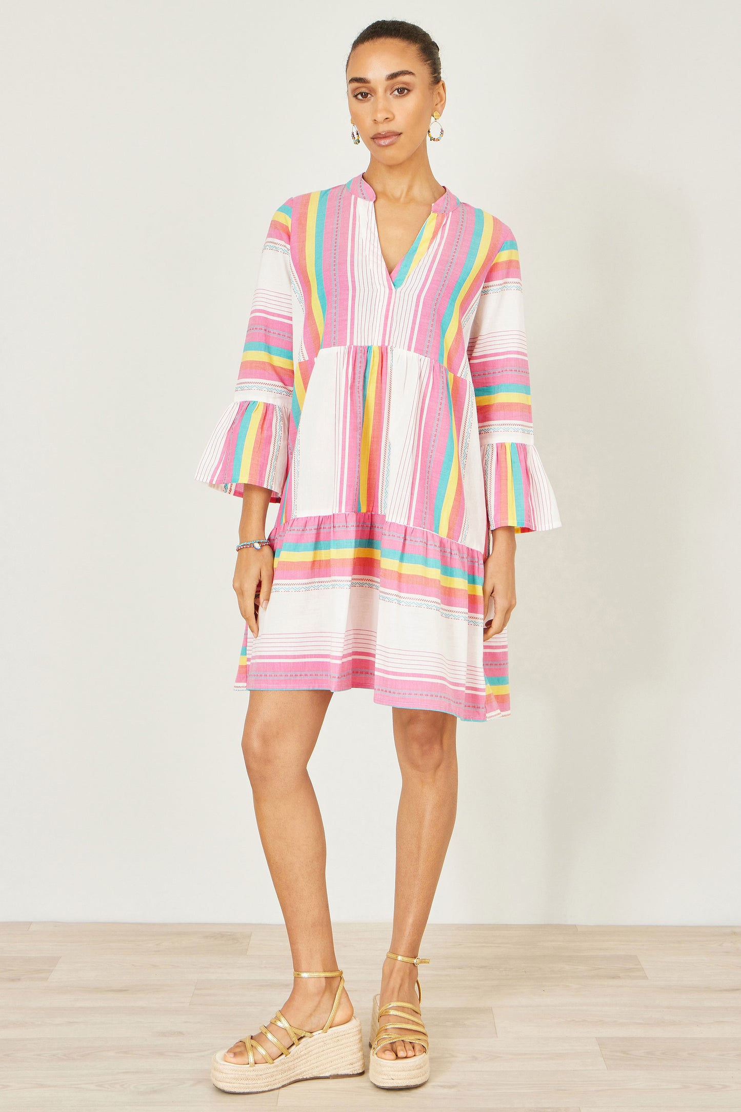 Yumi Multicolour Cotton Stripe Tunic Beachwear Yumi