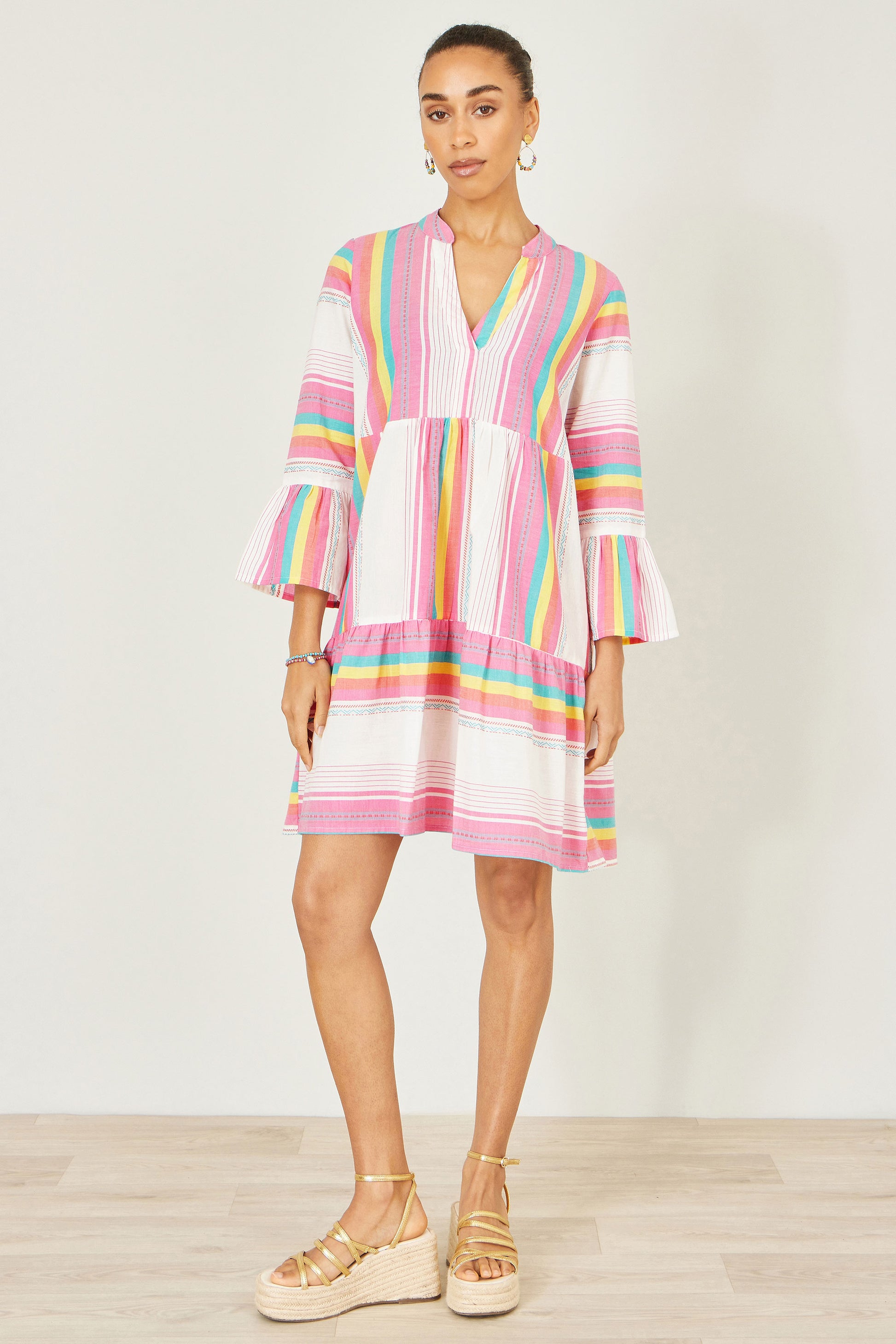 Yumi Multicolour Cotton Stripe Tunic Beachwear Yumi