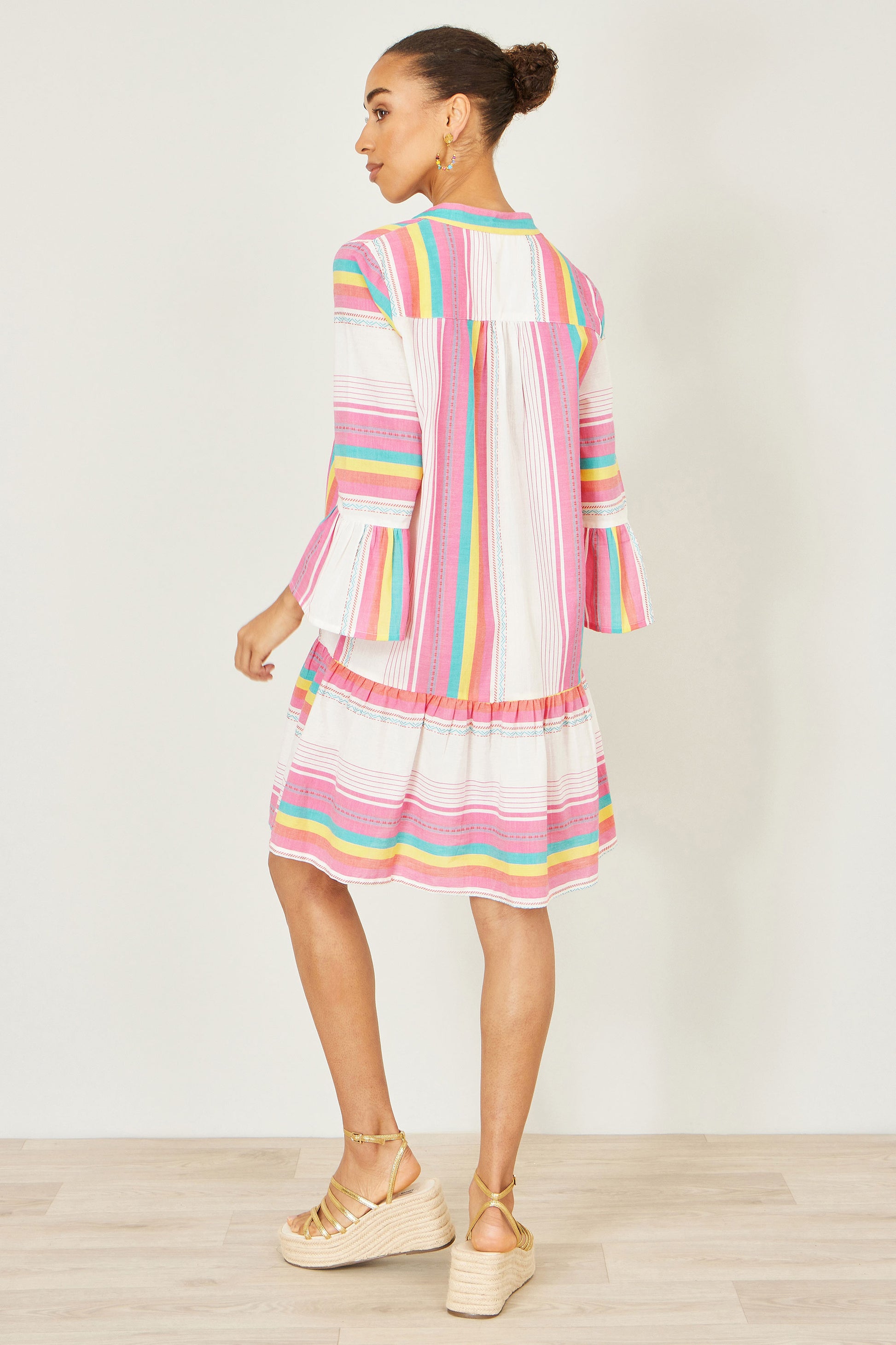 Yumi Multicolour Cotton Stripe Tunic Beachwear Yumi