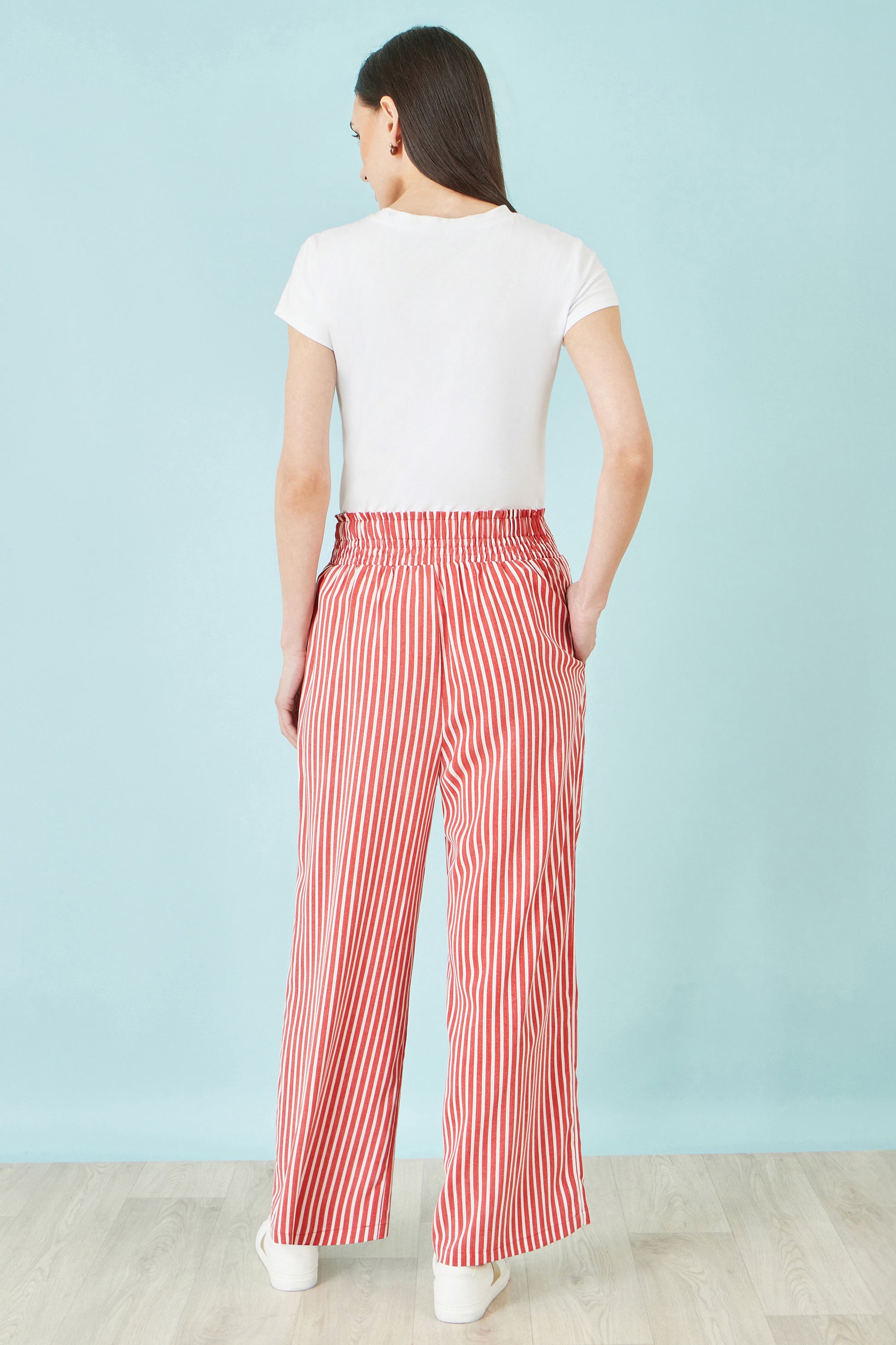 Yumi Red Stripe Relaxed Trousers TROUSER Yumi