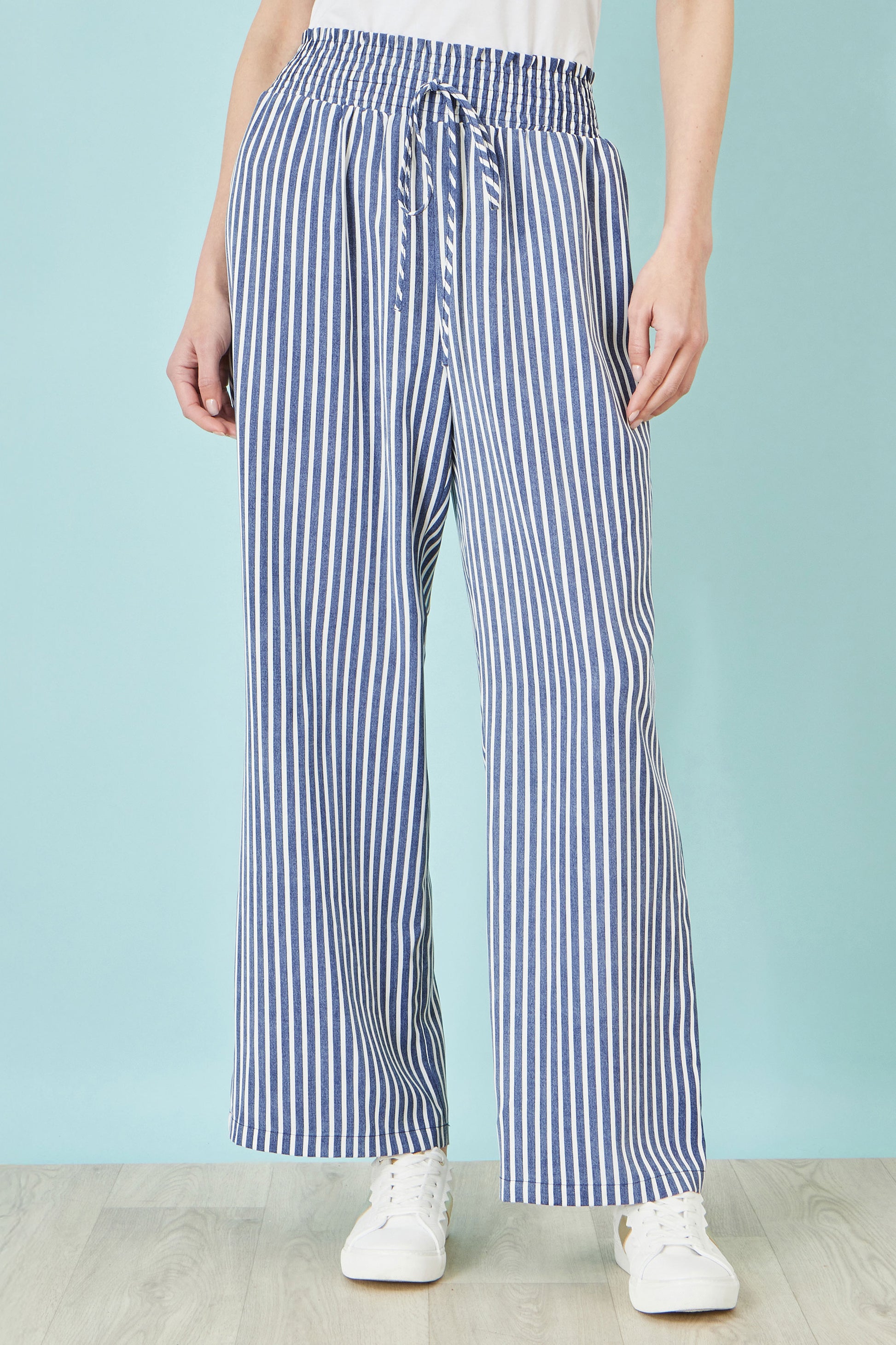 Yumi Blue Stripe Relaxed Trousers TROUSER Yumi