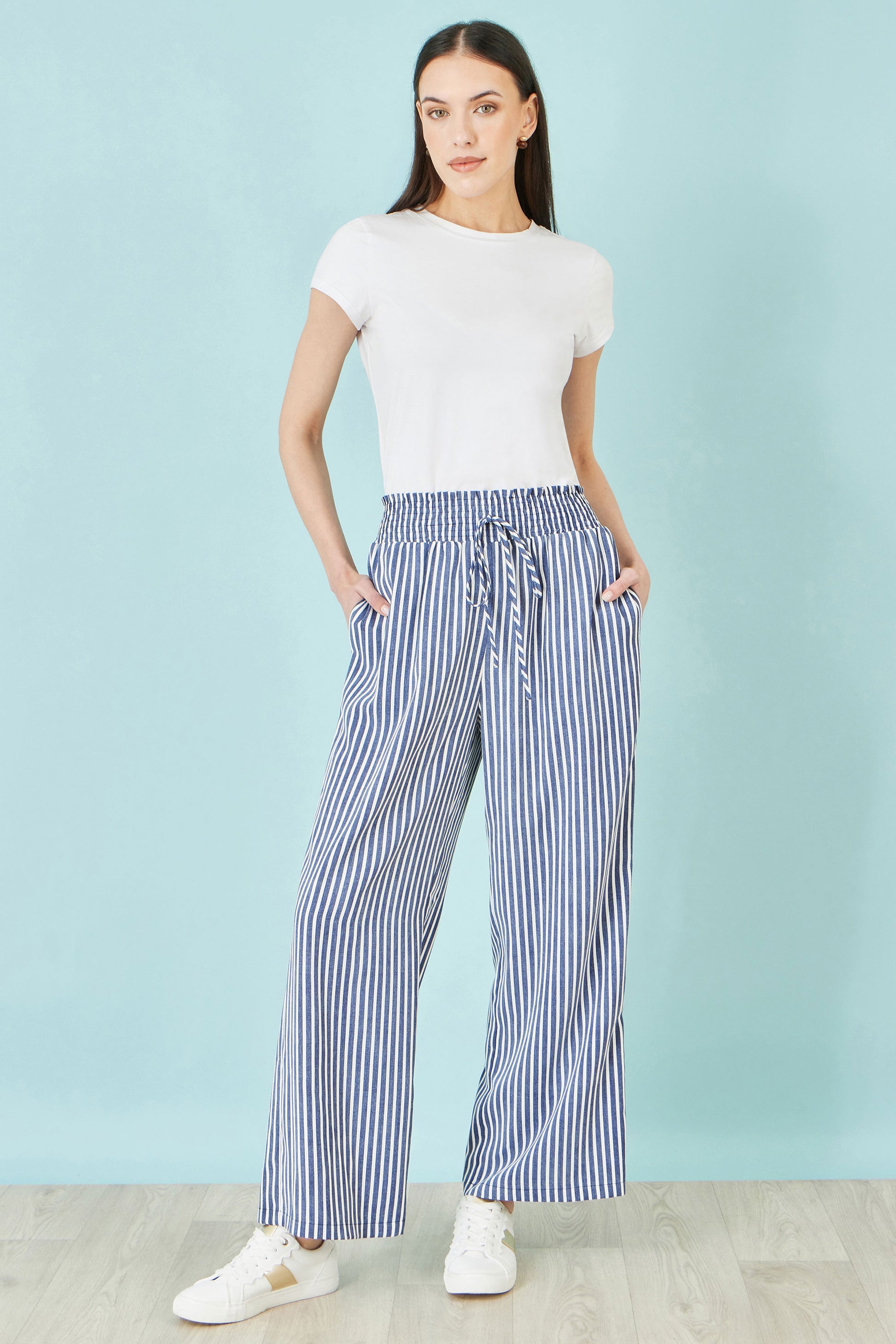 Yumi Blue Stripe Relaxed Trousers TROUSER Yumi