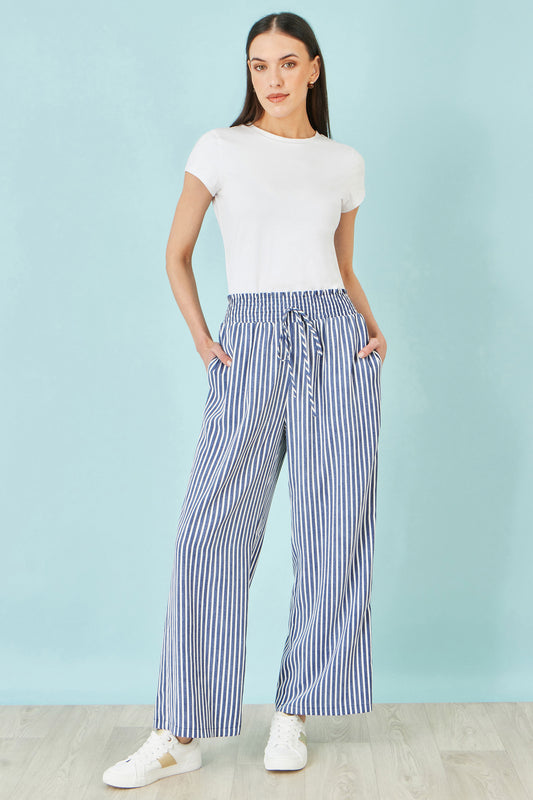 Yumi Blue Stripe Relaxed Trousers TROUSER Yumi