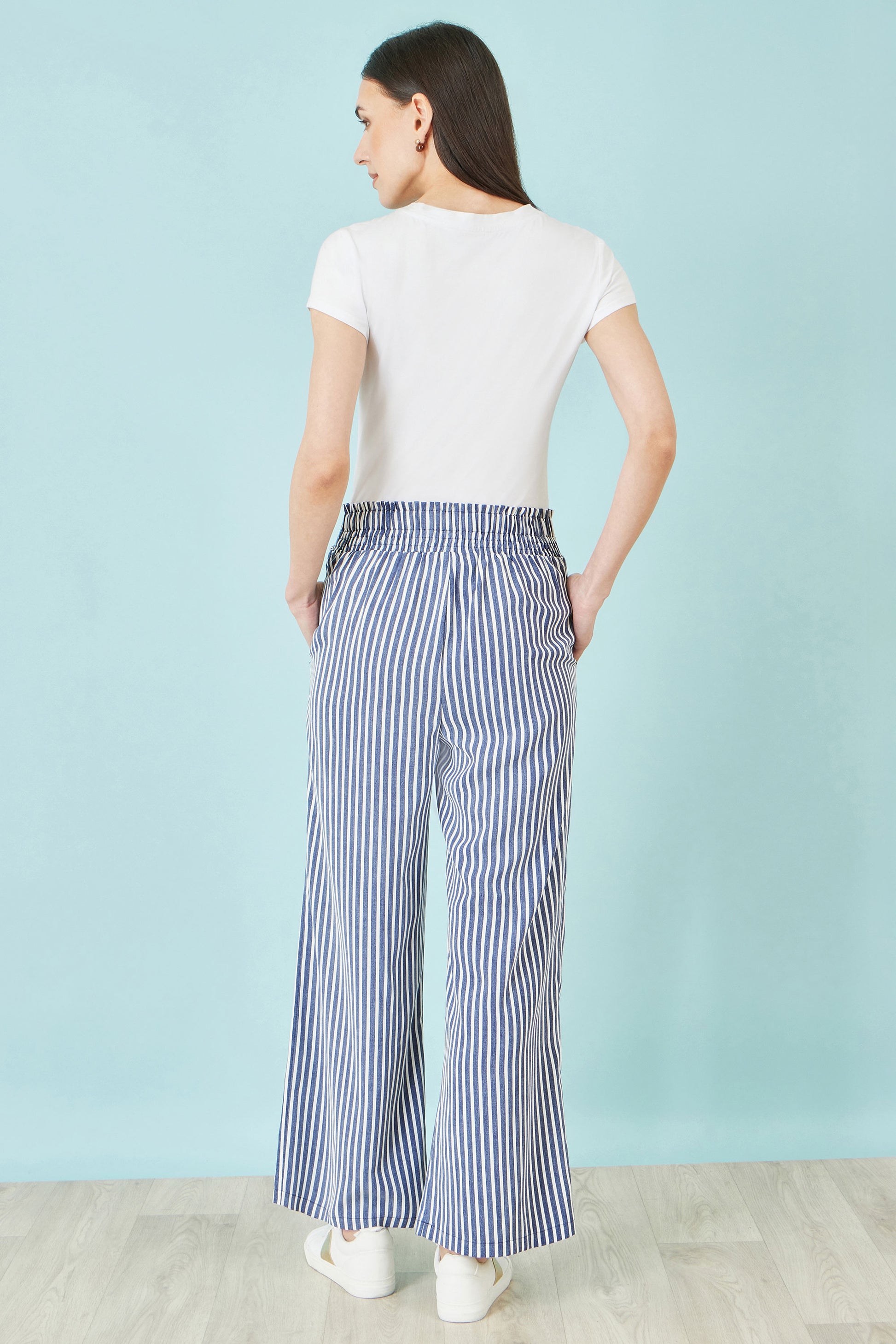 Yumi Blue Stripe Relaxed Trousers TROUSER Yumi