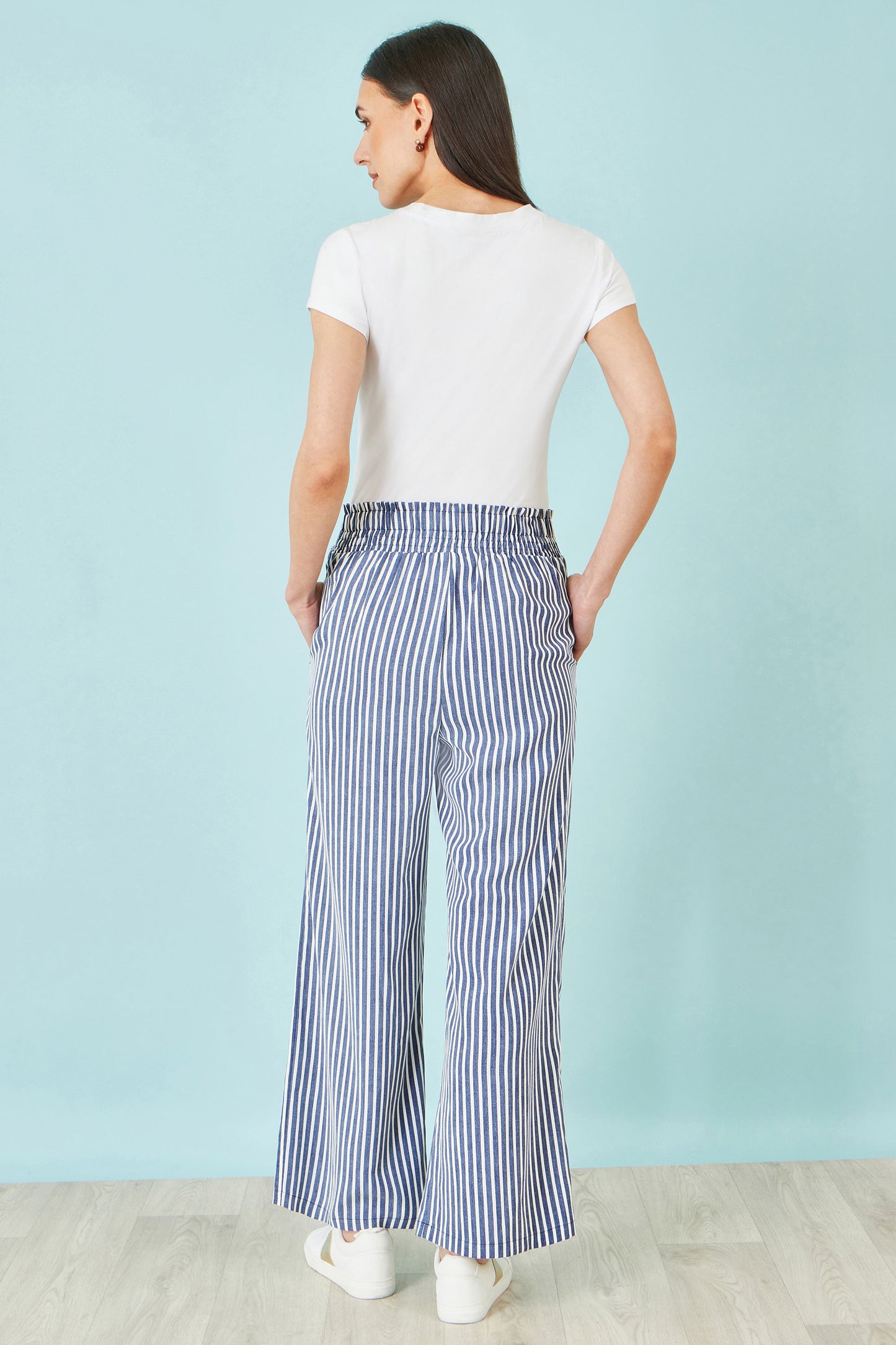 Yumi Blue Stripe Relaxed Trousers TROUSER Yumi