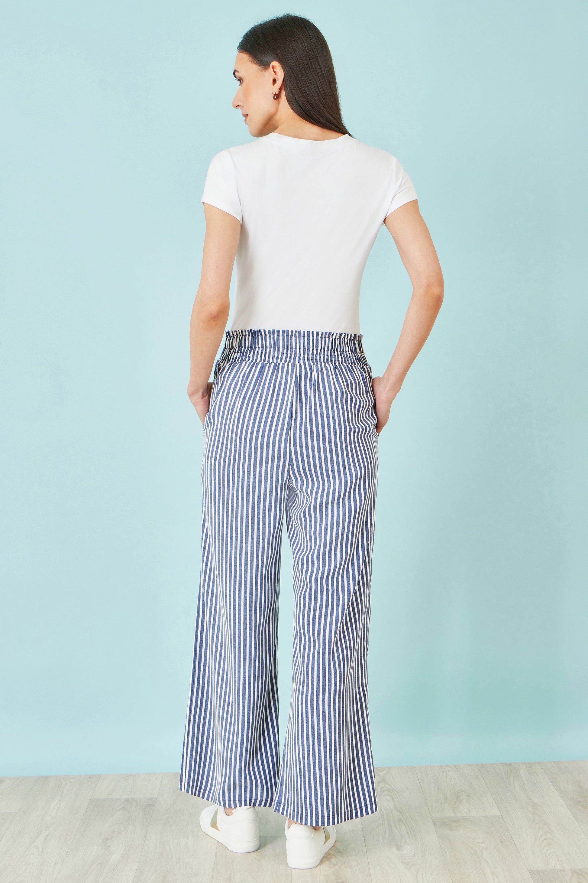Yumi Blue Stripe Relaxed Trousers TROUSER Yumi
