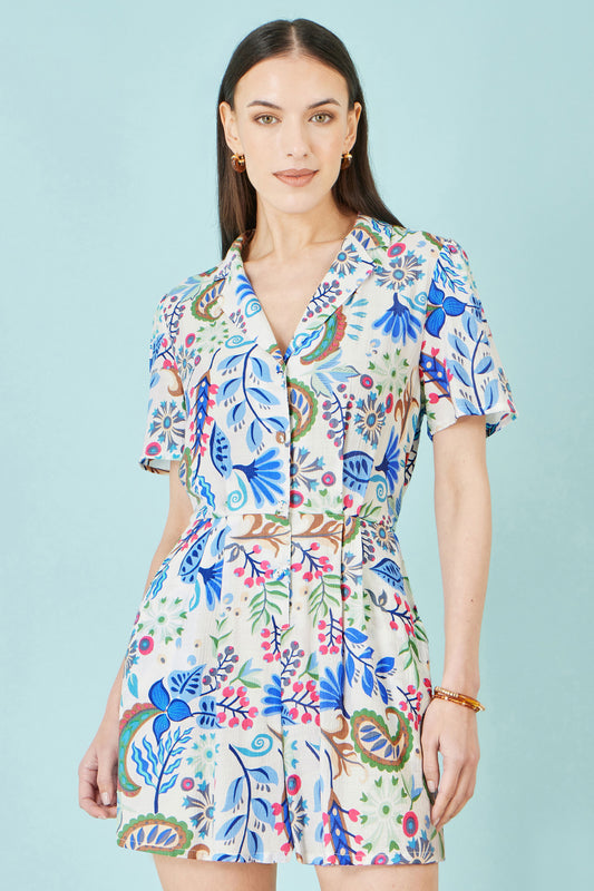 Yumi Multicolour Paisley Retro Print Playsuit PLAYSUIT Yumi