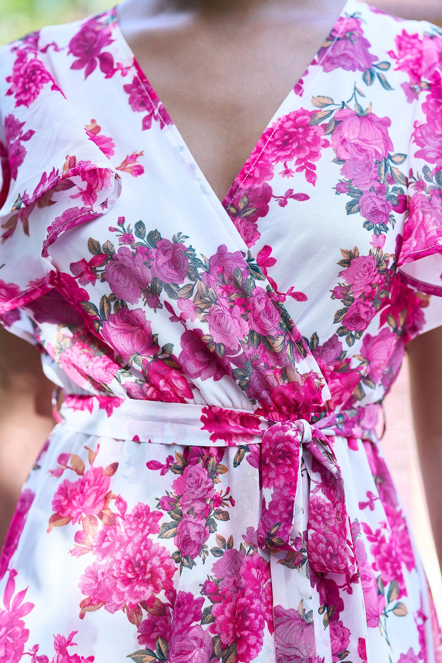 Yumi Ivory Floral Wrap Dress With Dipped Hem Dress Occasion Yumi