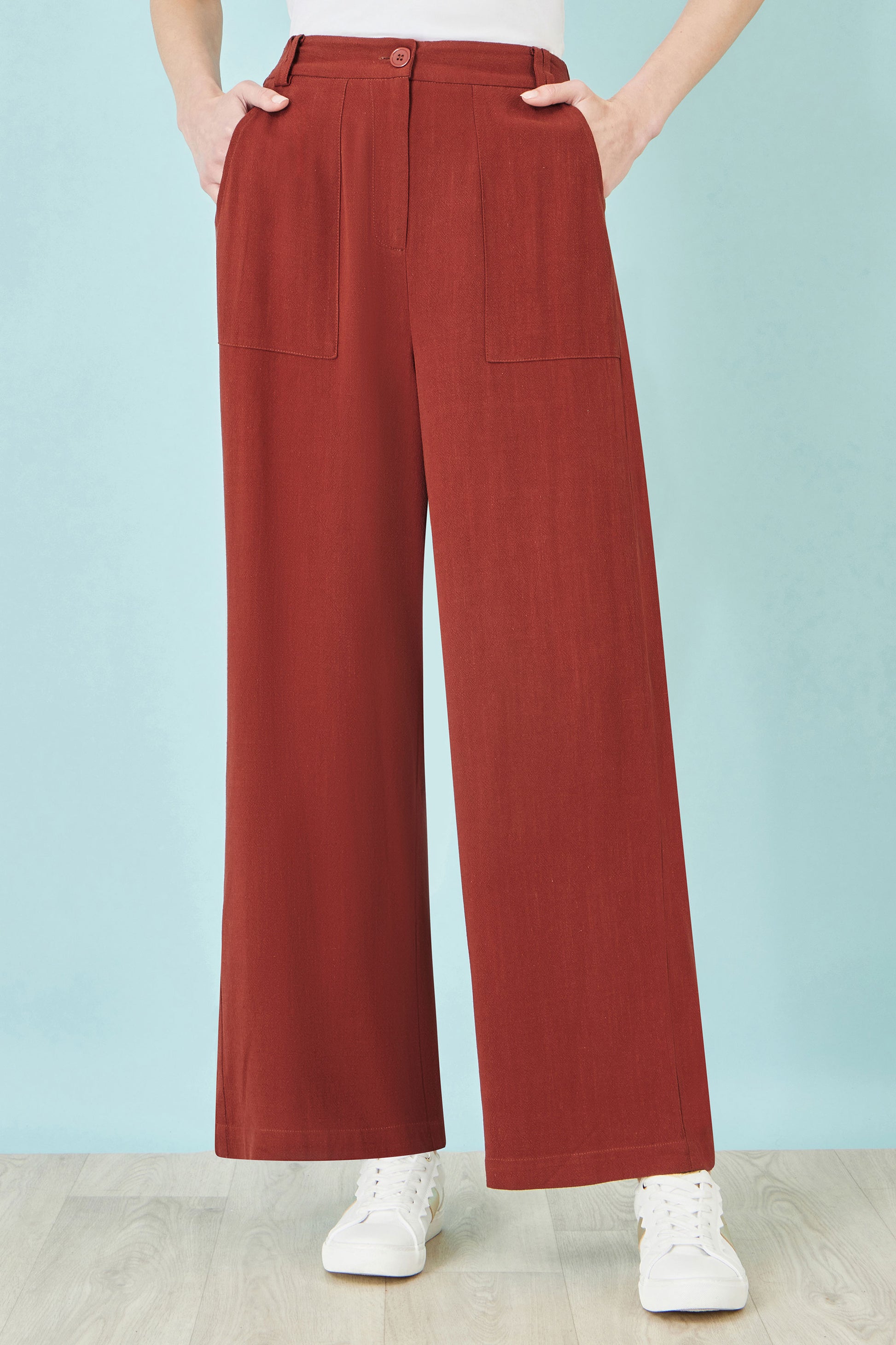 Yumi Brown Linen Mix Trousers TROUSER Yumi