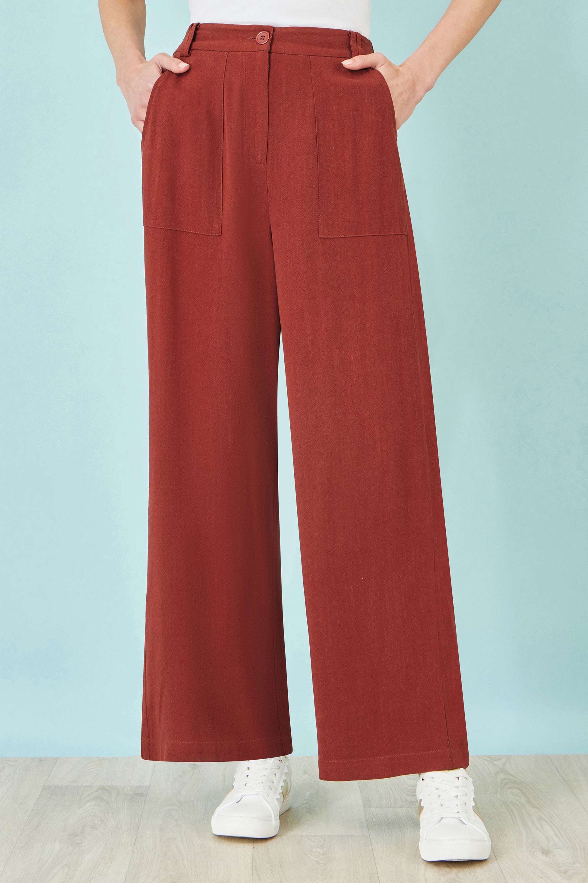 Yumi Brown Linen Mix Trousers TROUSER Yumi