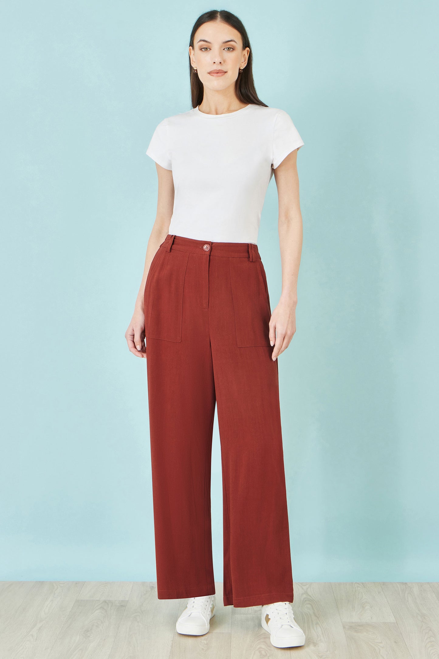 Yumi Brown Linen Mix Trousers TROUSER Yumi
