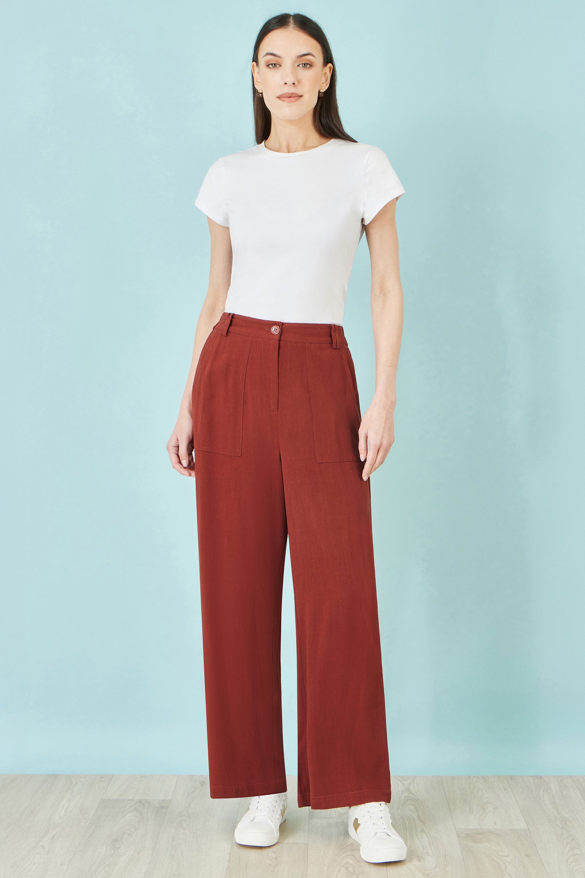 Yumi Brown Linen Mix Trousers TROUSER Yumi