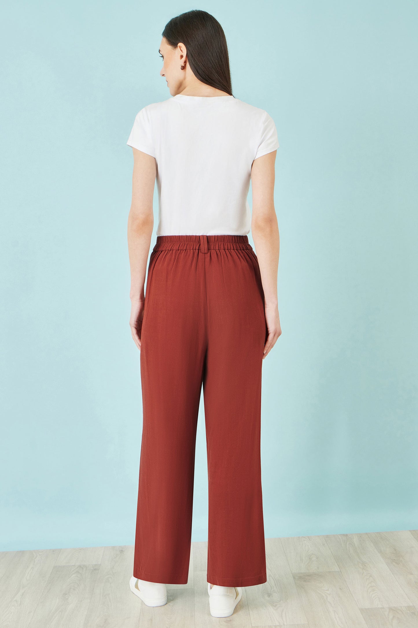Yumi Brown Linen Mix Trousers TROUSER Yumi