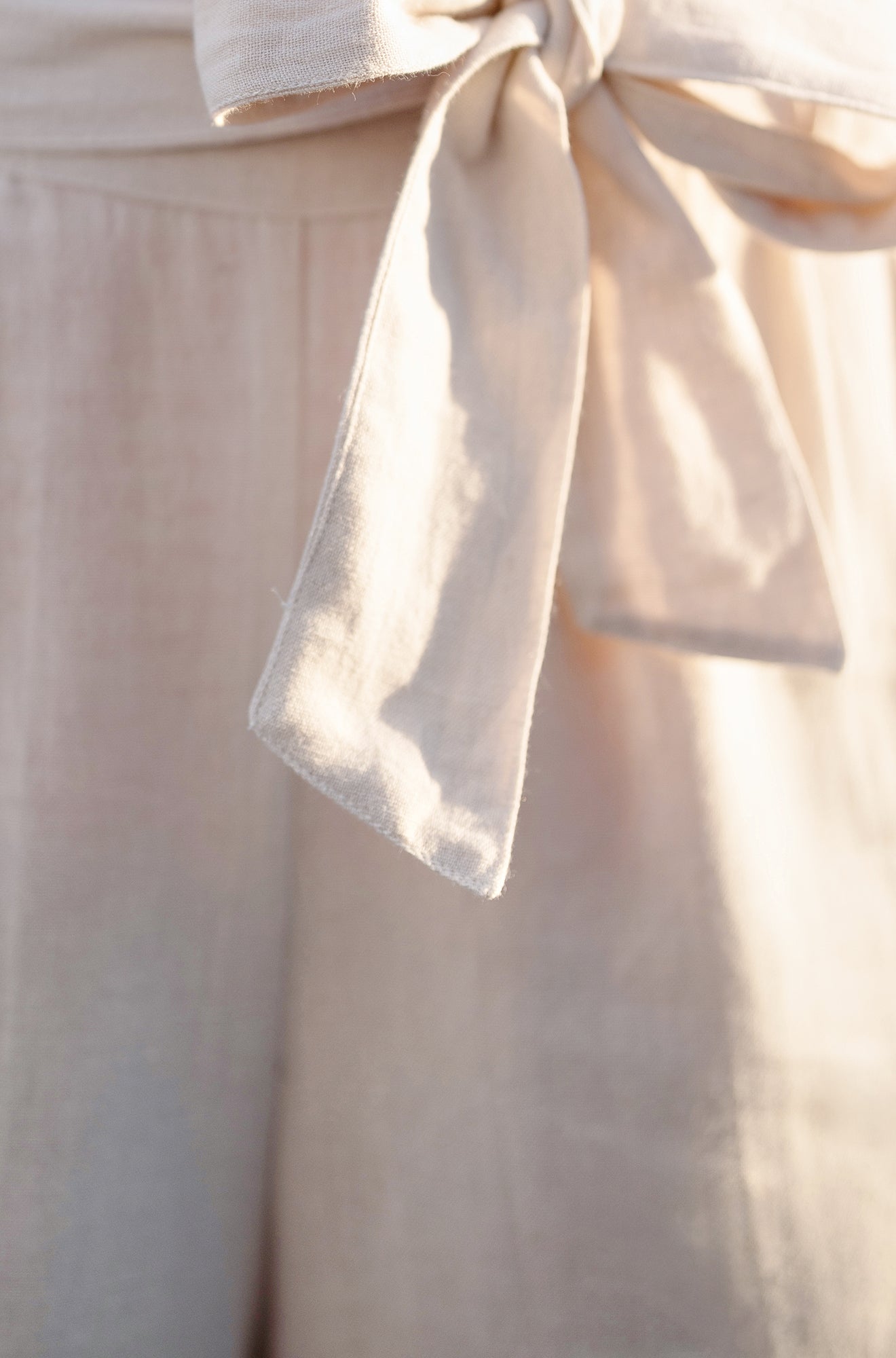 Yumi Natural Linen Mix Cropped Trousers With Tie Belt TROUSER Yumi