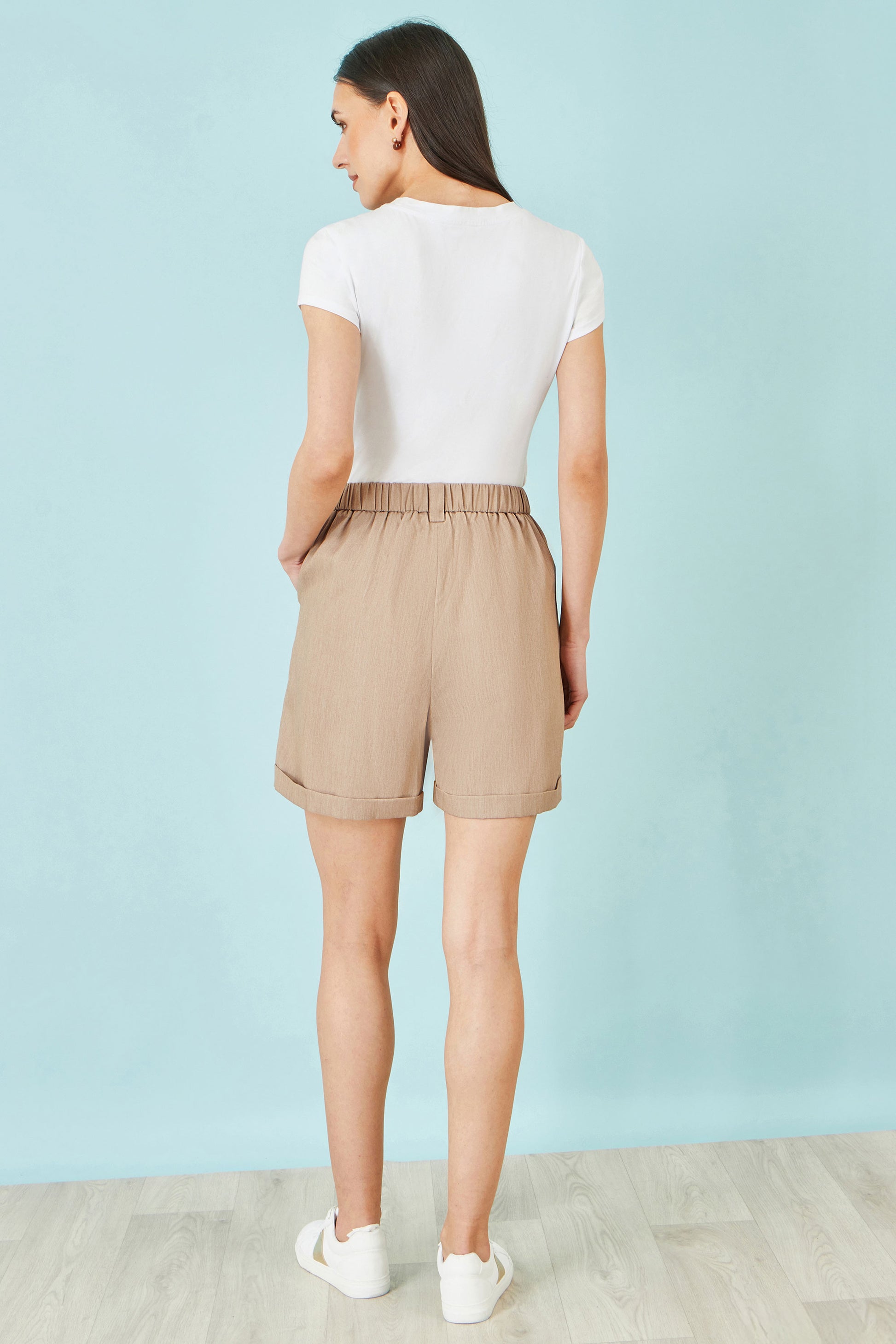 Yumi Brown Pleat Front Shorts SHORTS Yumi