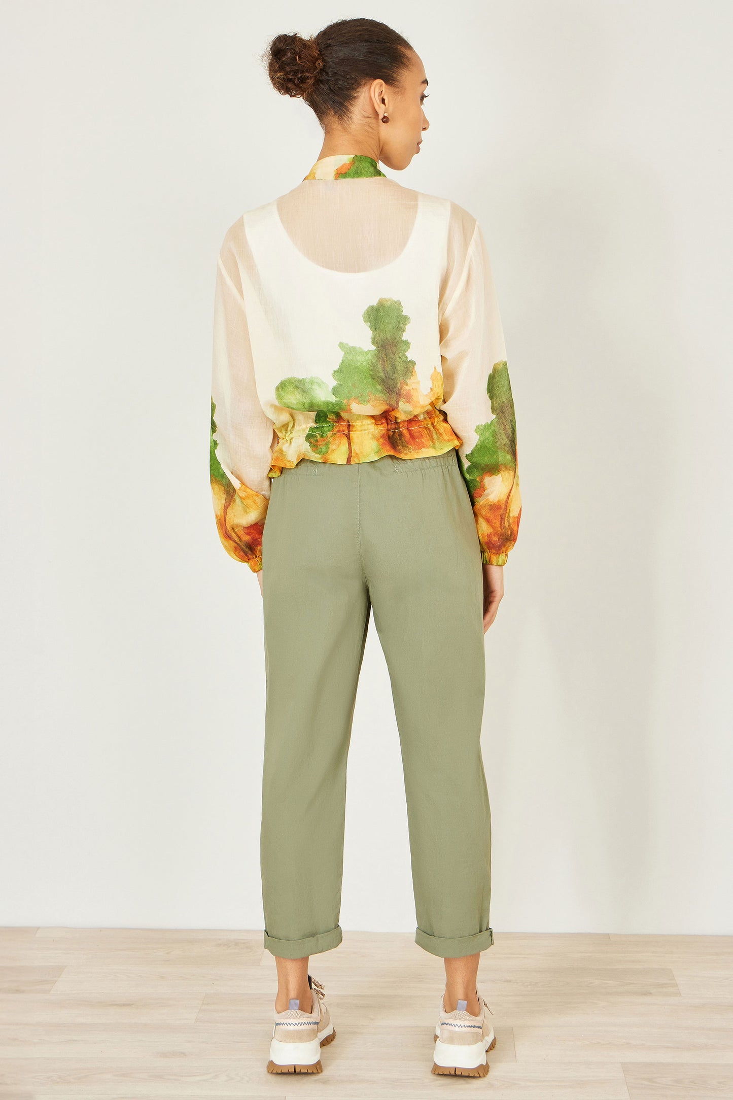 Yumi Beige Printed Lightweight Modal Bomber Jacket Outerwear Yumi