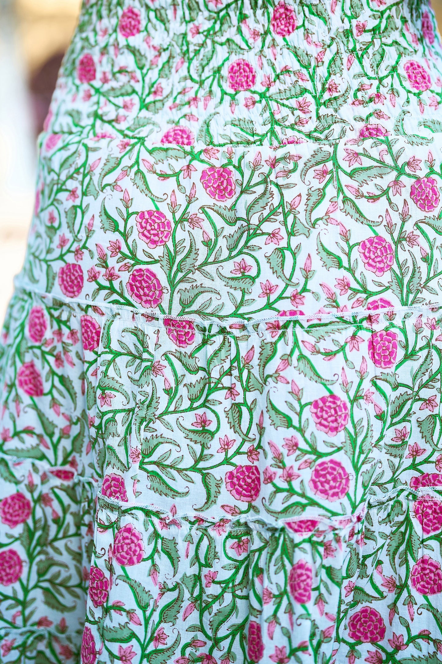 Yumi White Boho Print Cotton Floral Maxi Skirt Skirts Yumi