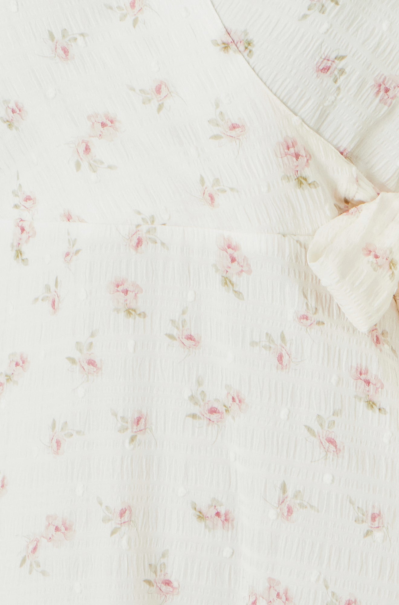Yumi White Rose Print Wrap Over Frill Dress Dress Casual Yumi
