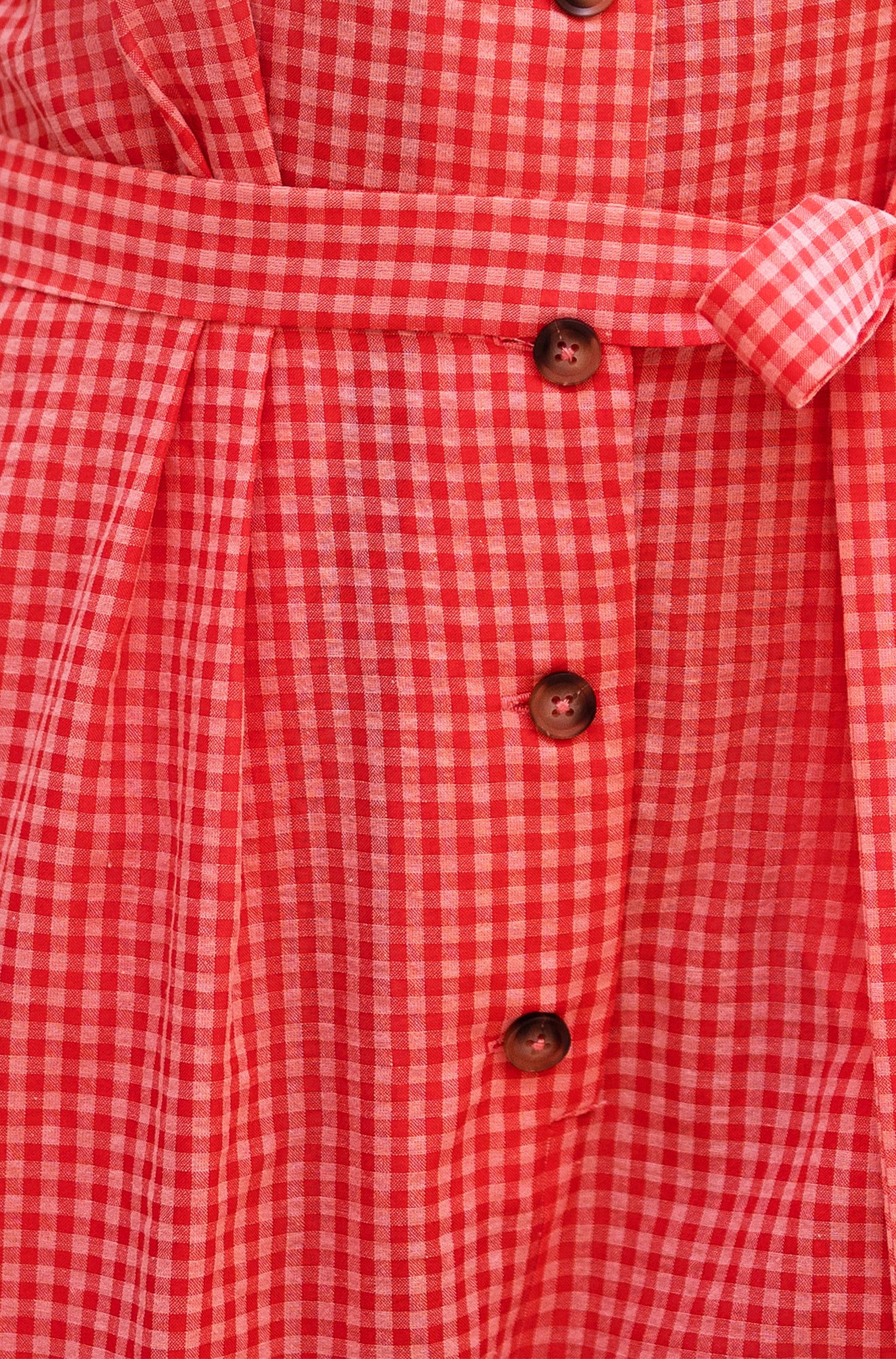 Yumi Red Gingham Button Through Jumpsuit JUMPSUIT Yumi