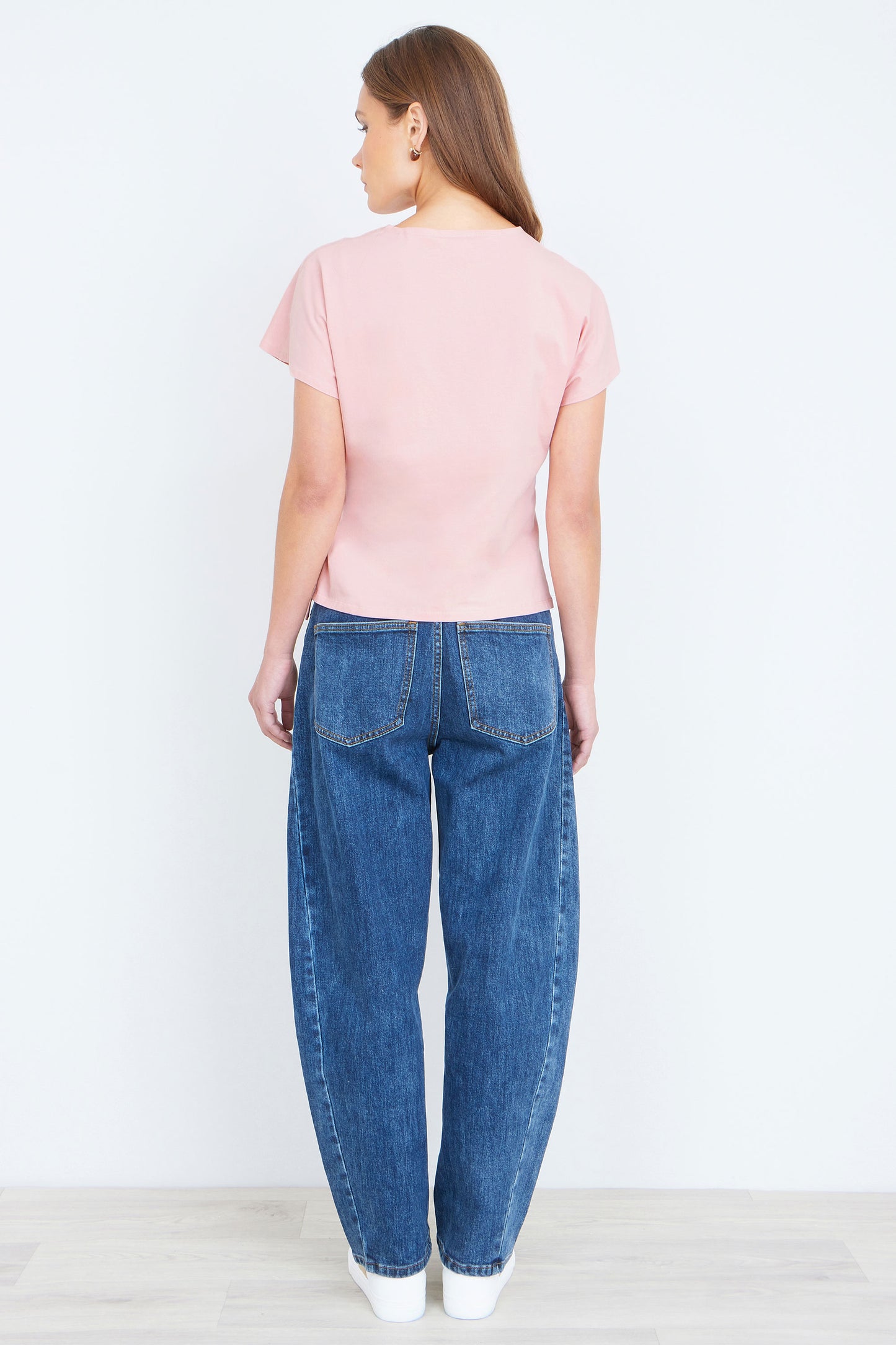 Yumi Pink Cotton Jersey Top With Knot Detail Tops Yumi