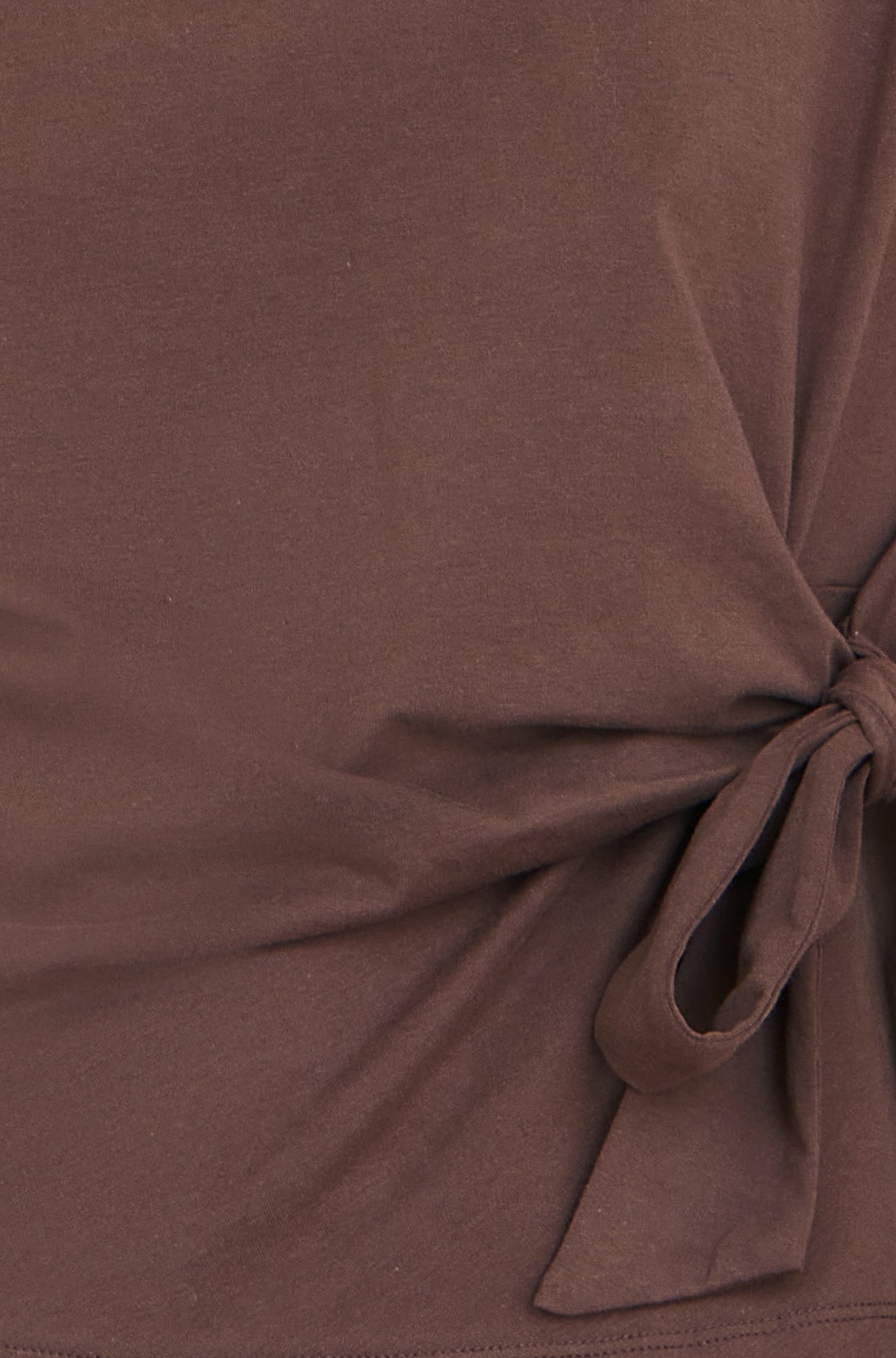 Yumi Brown Cotton Jersey Top With Knot Detail Tops Yumi