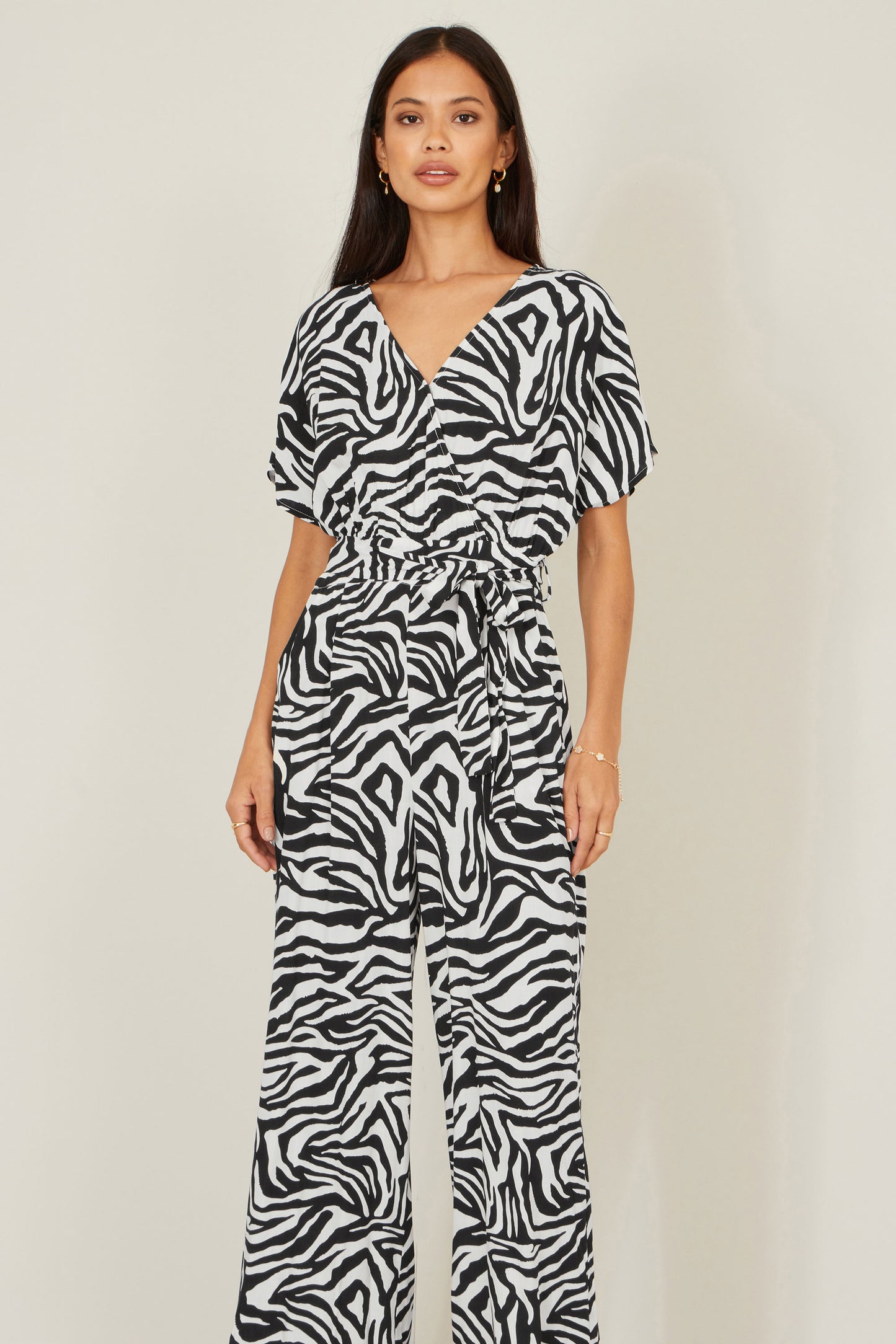 Yumi Black Zebra Print Relaxed Jumpsuit JUMPSUIT Yumi