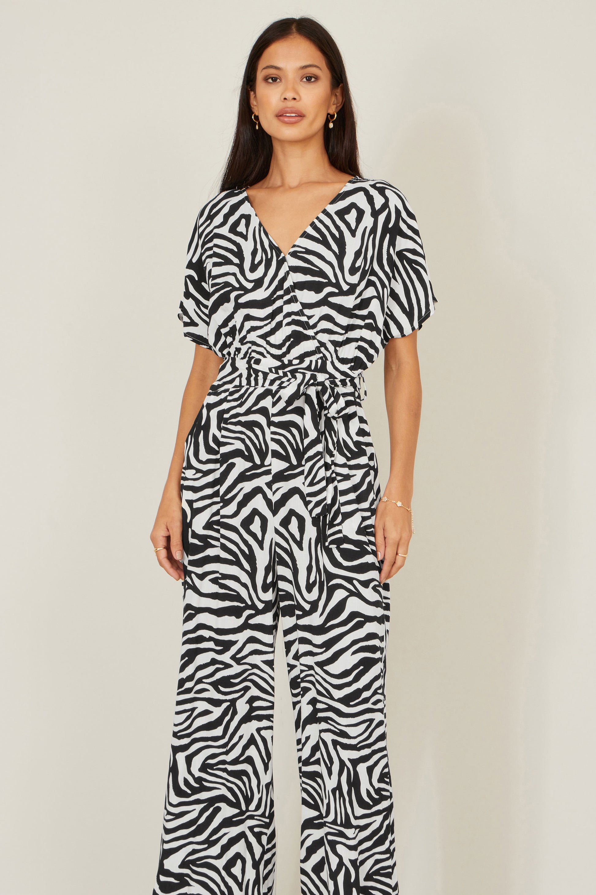 Yumi Black Zebra Print Relaxed Jumpsuit JUMPSUIT Yumi