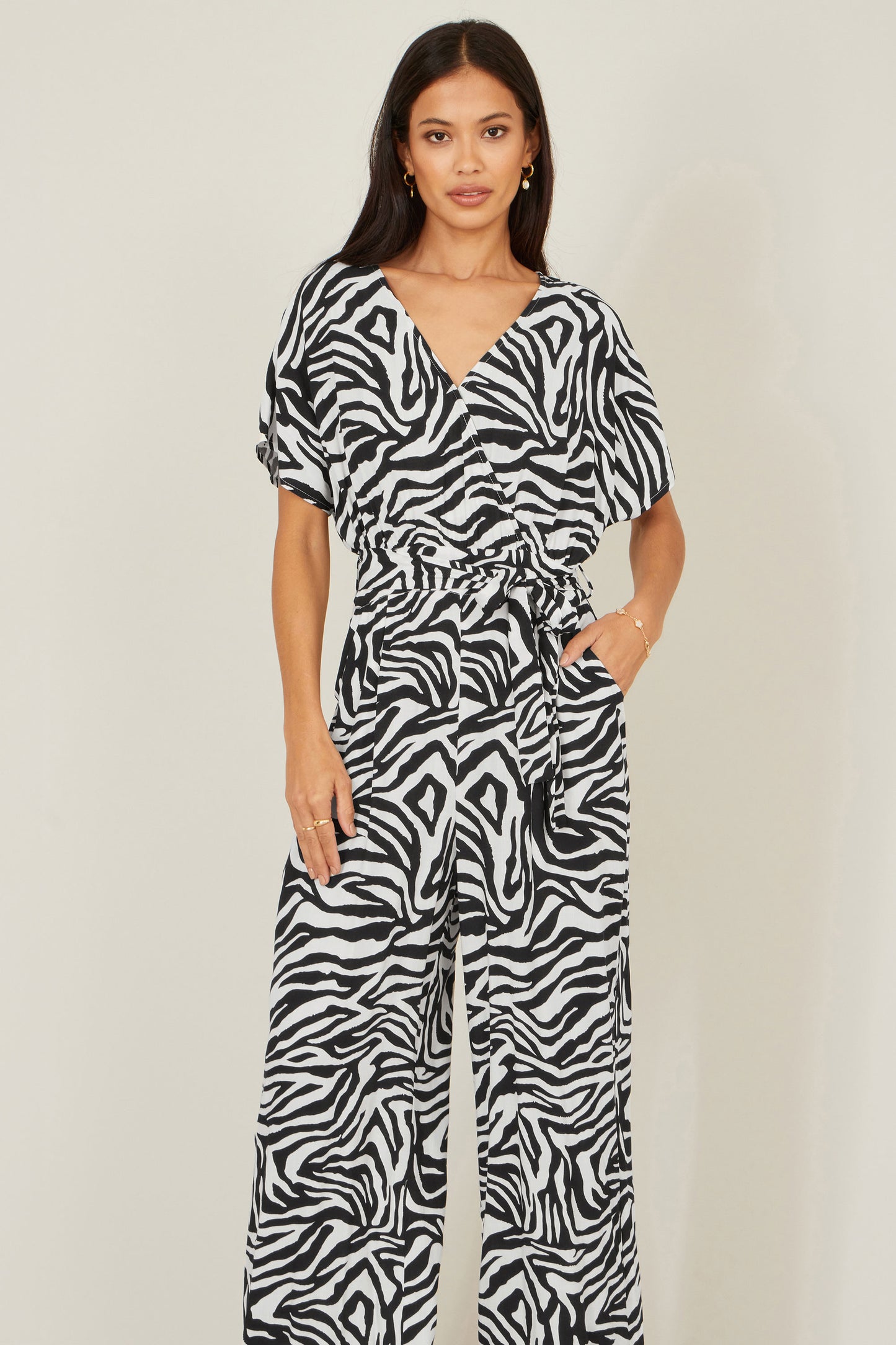 Yumi Black Zebra Print Relaxed Jumpsuit JUMPSUIT Yumi
