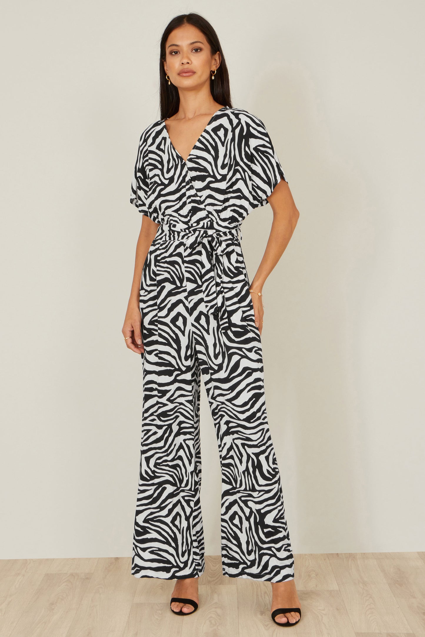 Yumi Black Zebra Print Relaxed Jumpsuit JUMPSUIT Yumi