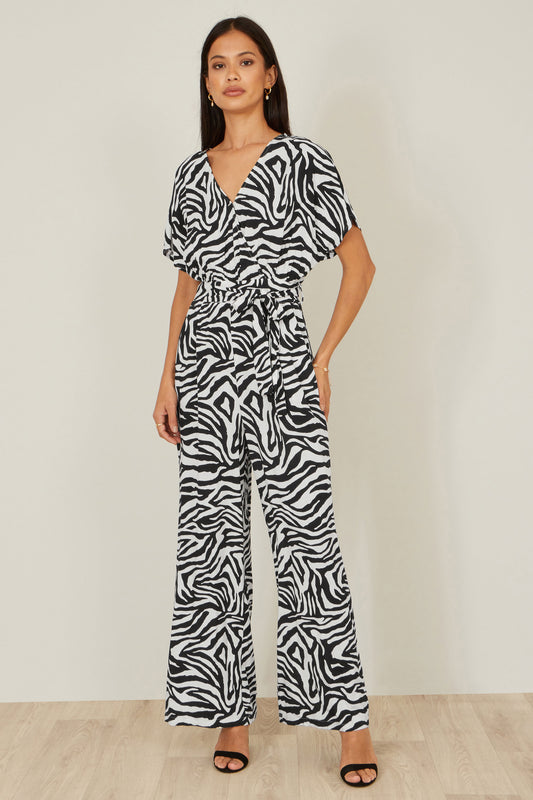 Yumi Black Zebra Print Relaxed Jumpsuit JUMPSUIT Yumi