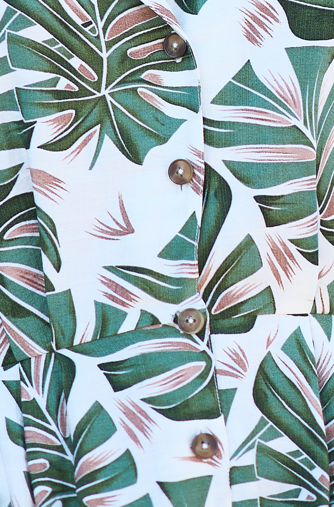 Yumi Green Viscose Leaf Print Retro Playsuit