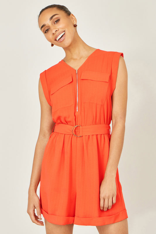 Yumi Orange Utility Style Playsuit PLAYSUIT Yumi