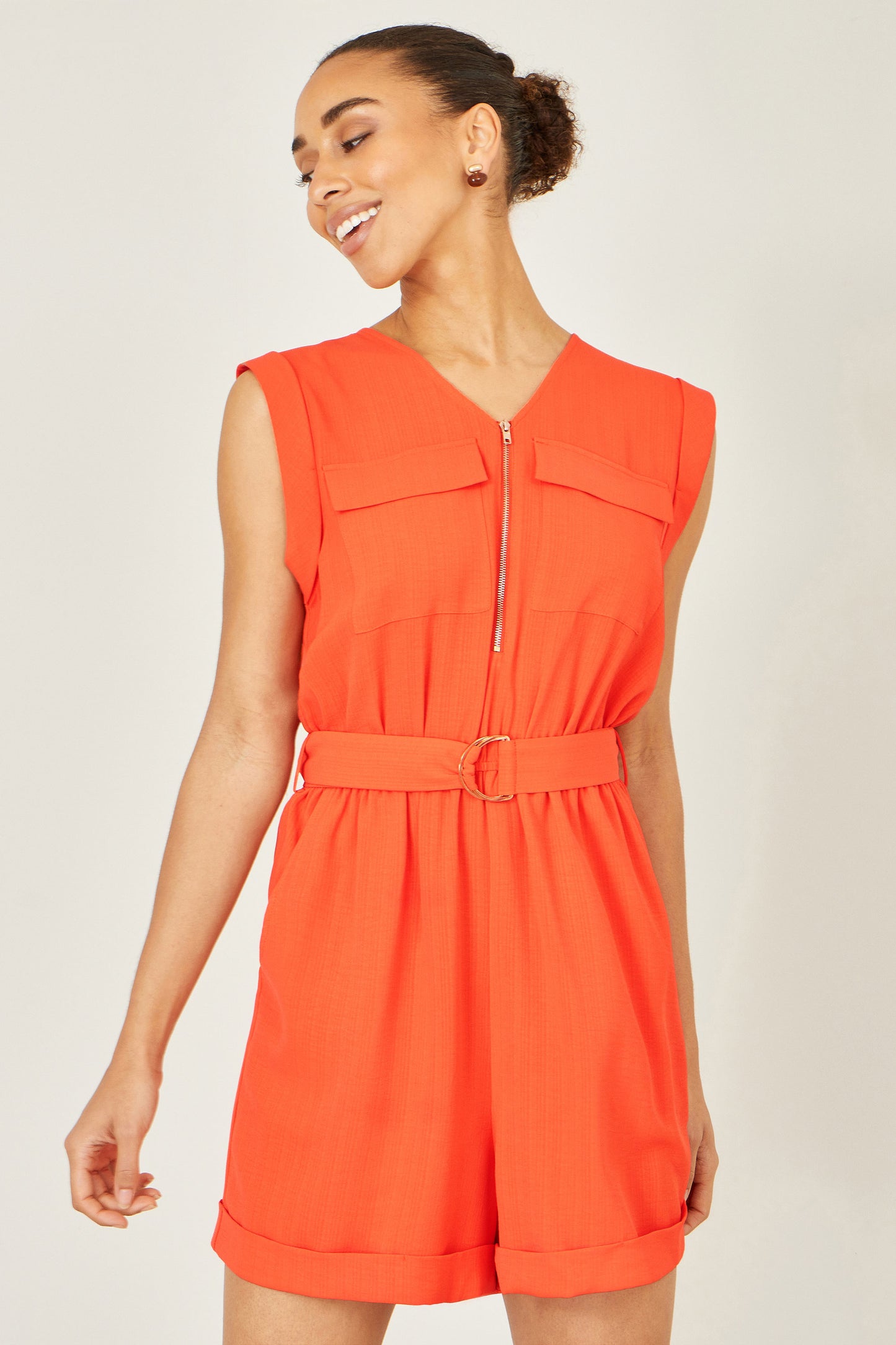 Yumi Orange Utility Style Playsuit PLAYSUIT Yumi