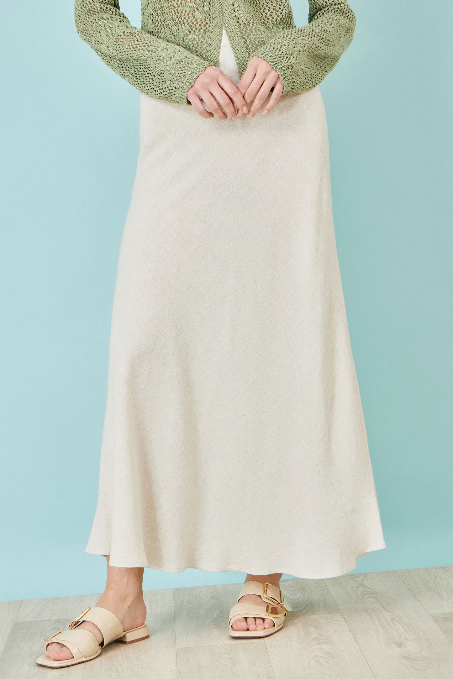 Yumi Natural Viscose Maxi Skirt Skirts Yumi