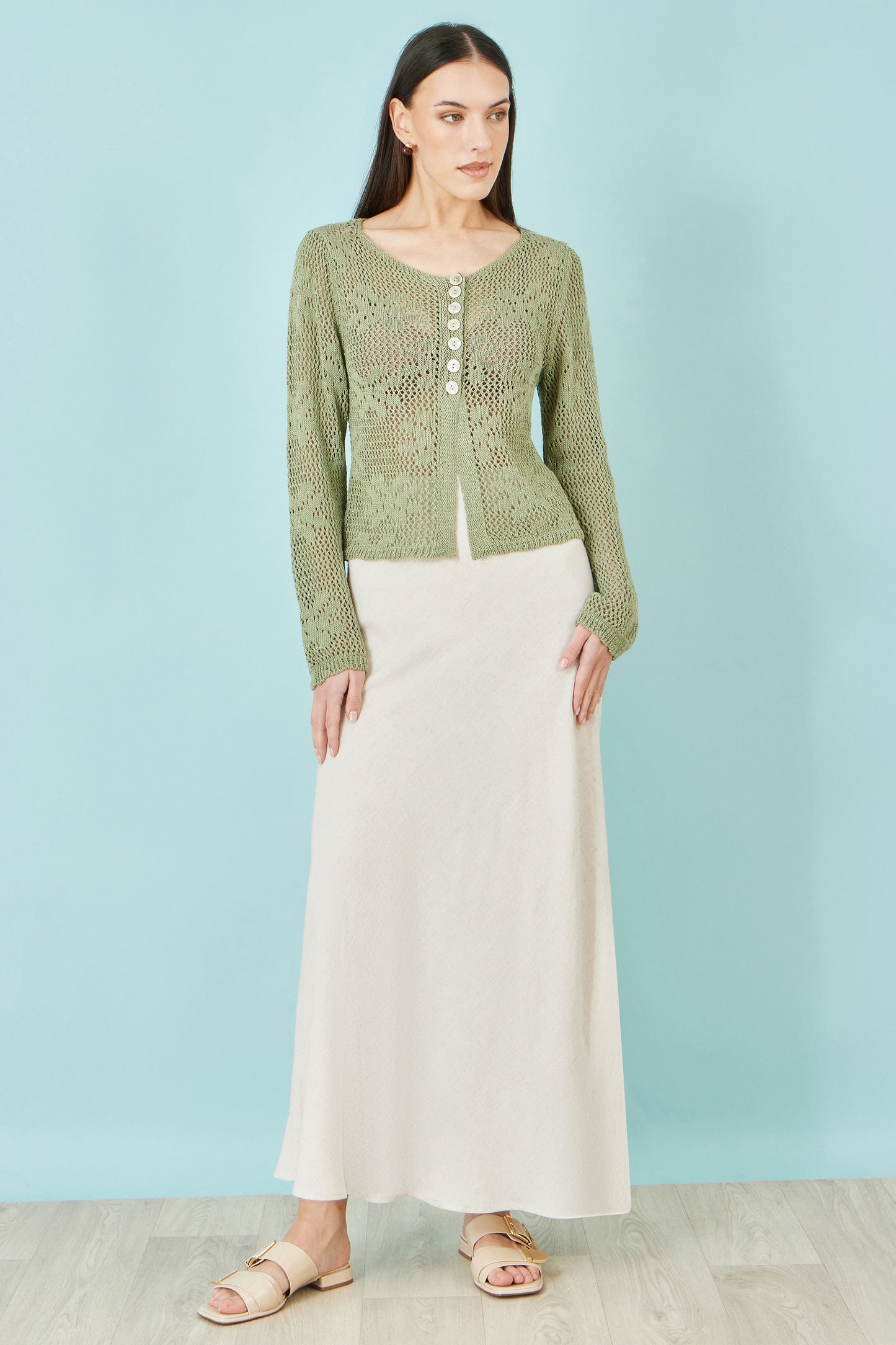 Yumi Natural Viscose Maxi Skirt Skirts Yumi