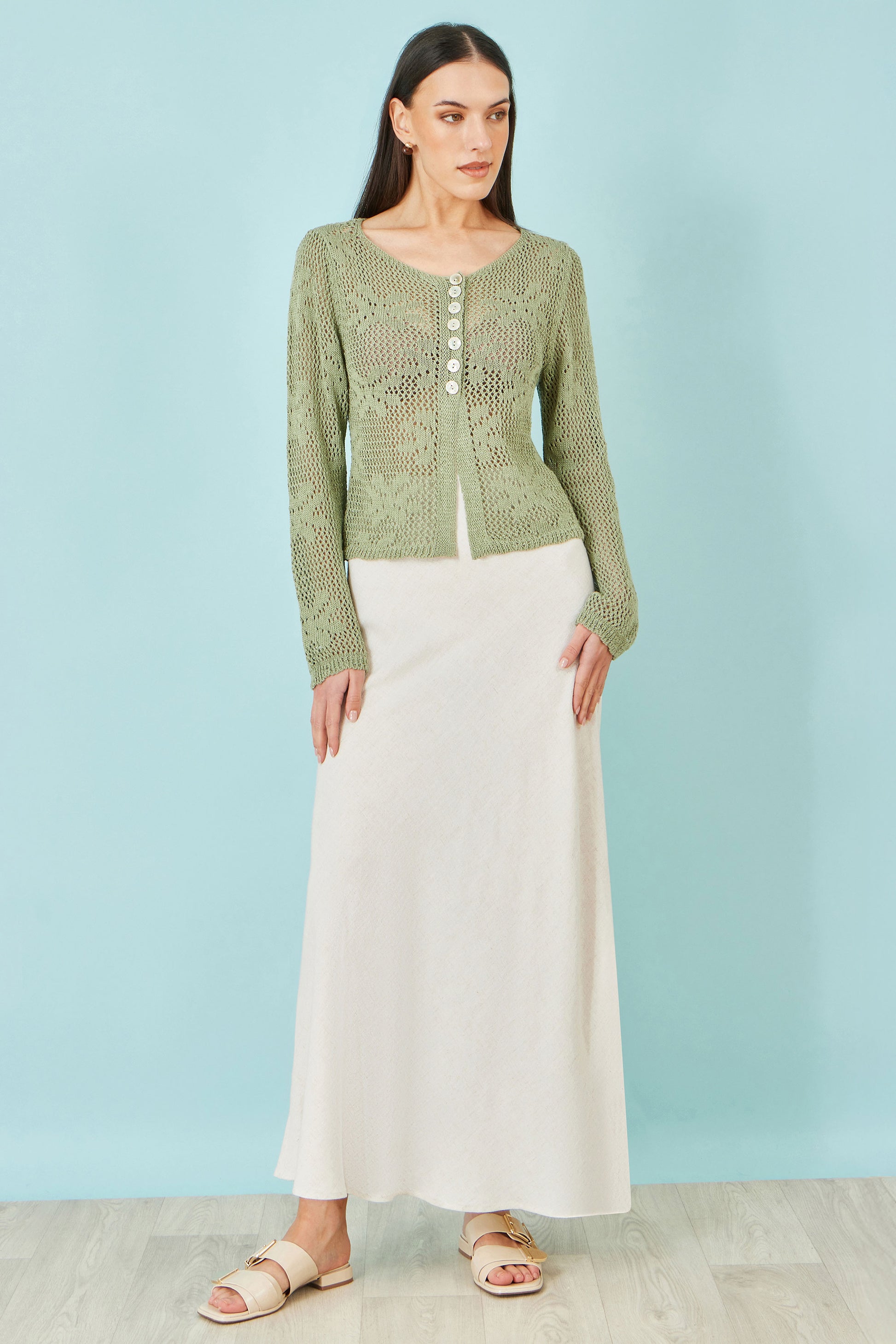 Yumi Natural Viscose Maxi Skirt Skirts Yumi