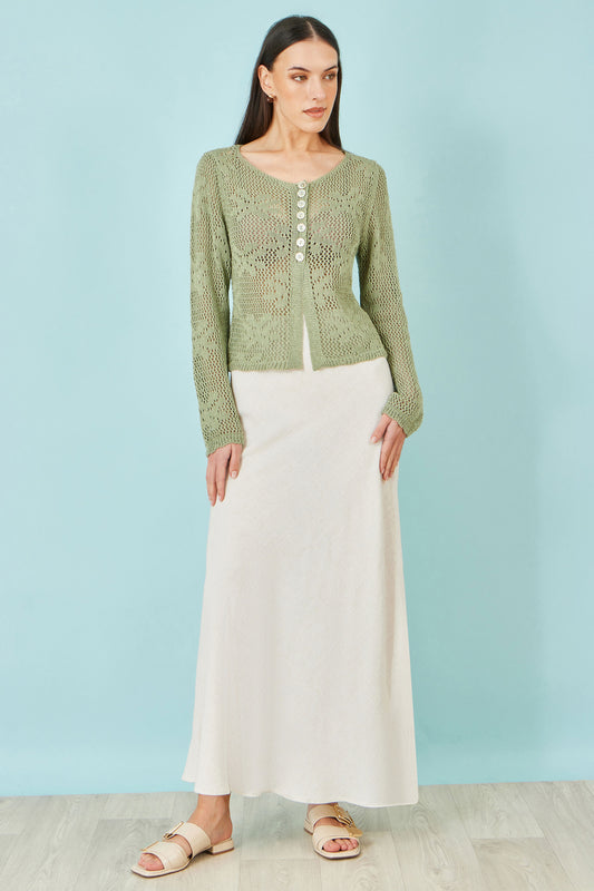 Yumi Natural Viscose Maxi Skirt Skirts Yumi