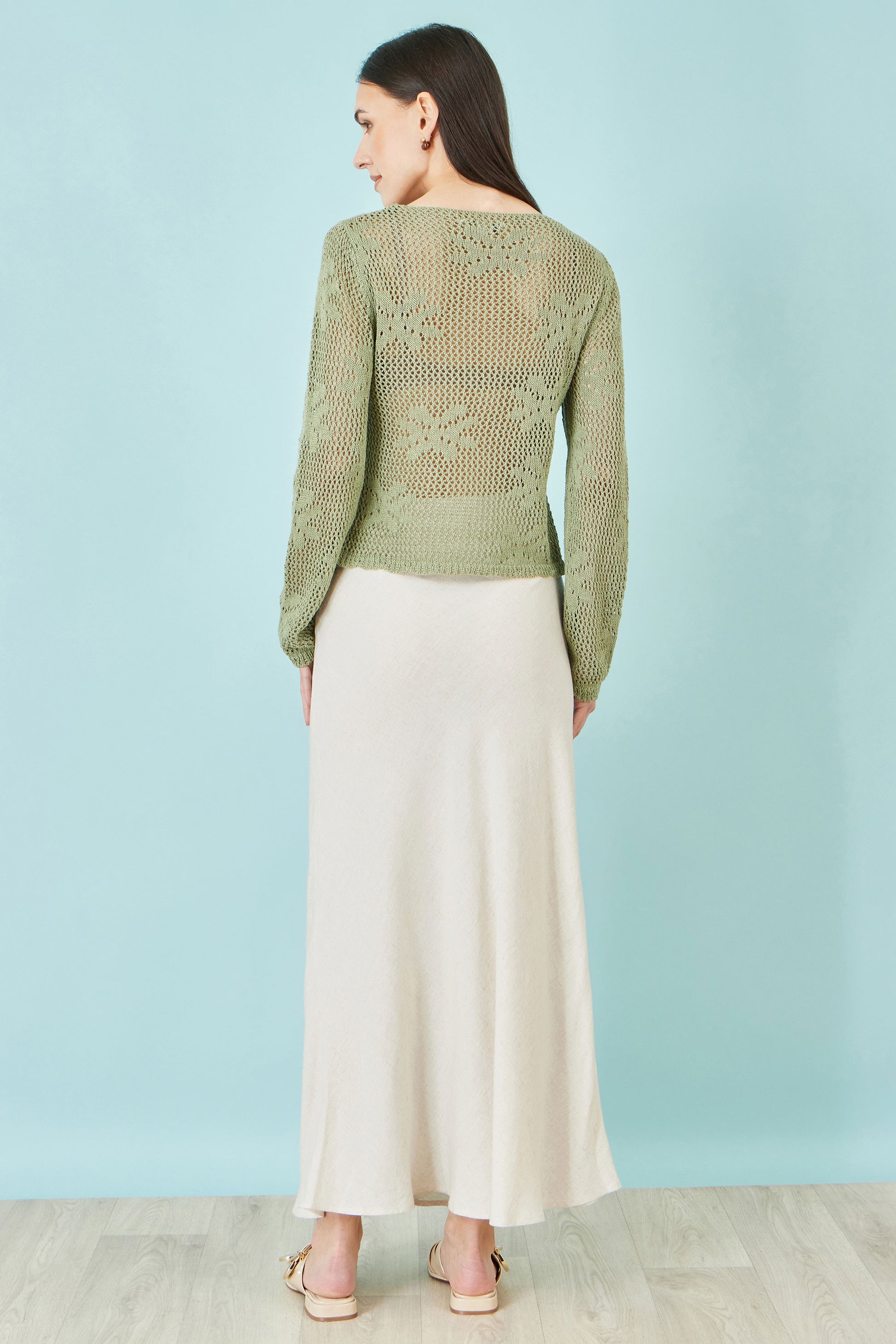 Yumi Natural Viscose Maxi Skirt Skirts Yumi