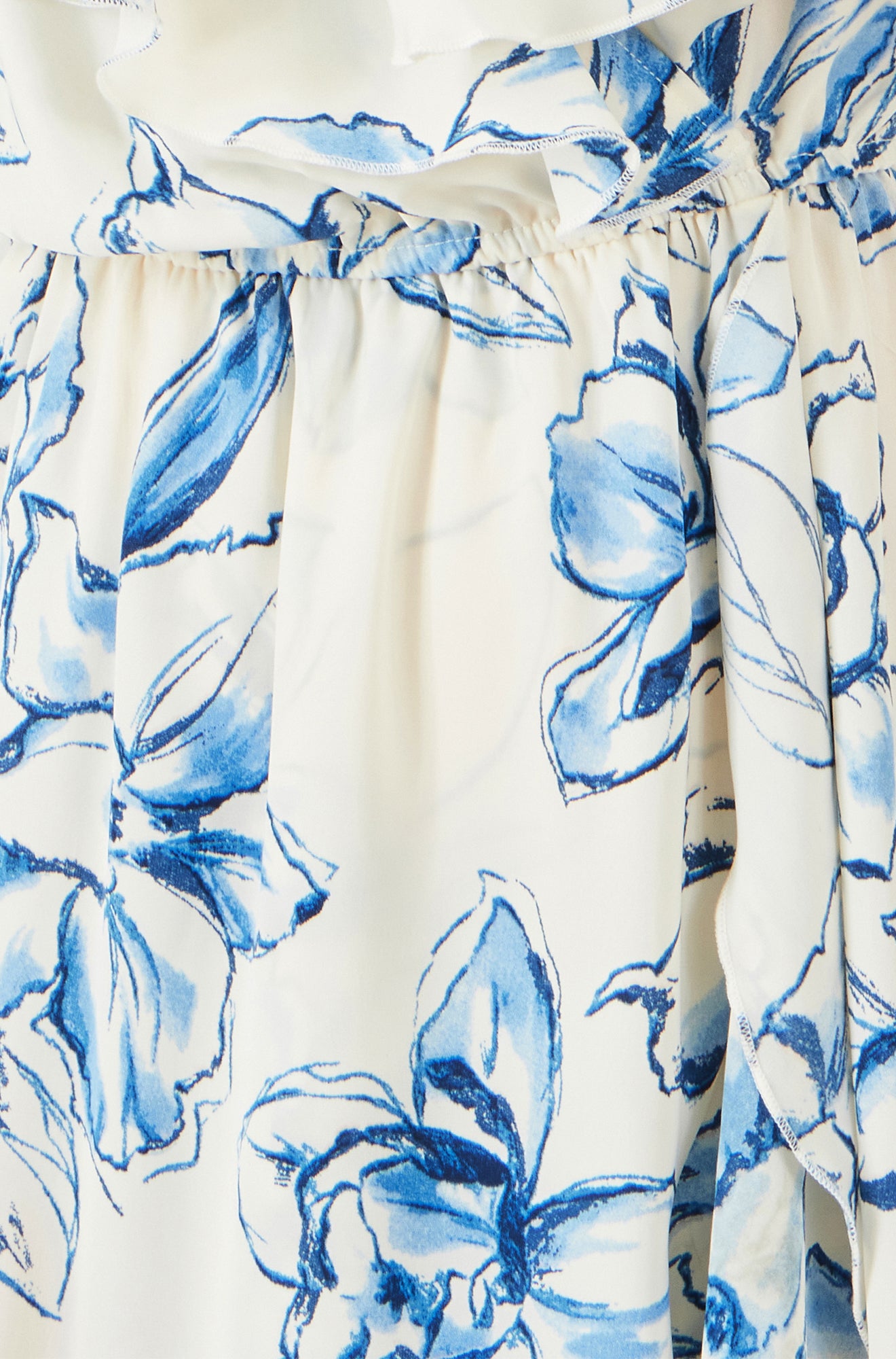 Yumi Ivory Floral Print Bardot Midi Dress With Dip Hem Beachwear Yumi