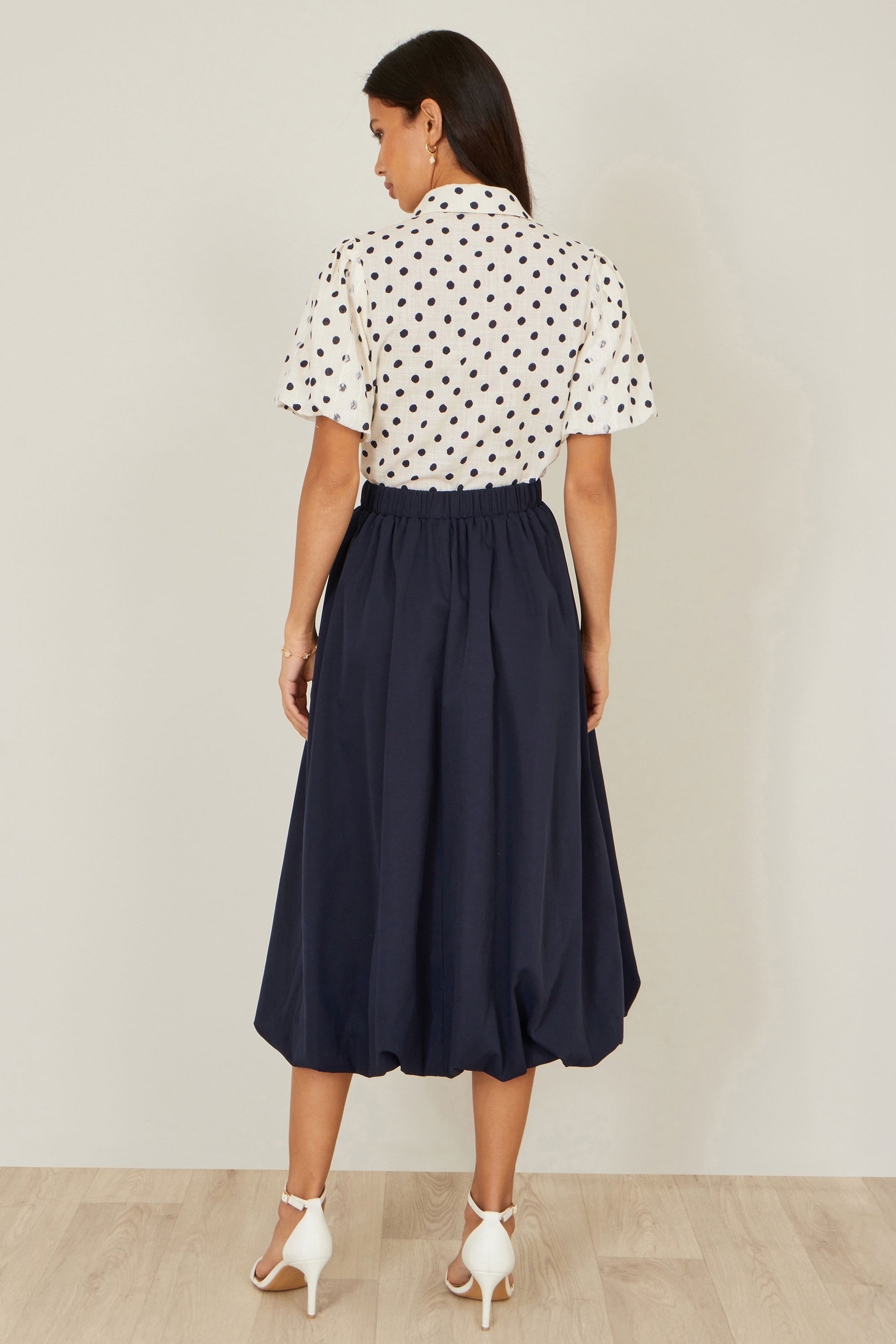 Yumi White Polka Dot Lace Boxy Shirt SHIRT Yumi