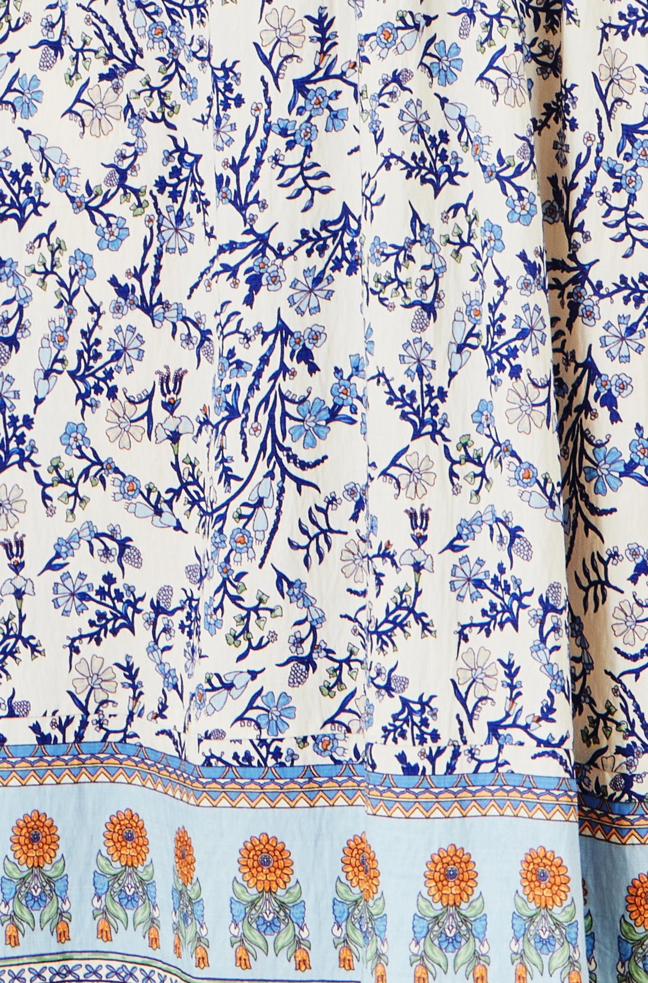 Yumi White Floral Border Print Viscose Midi Sun Dress Beachwear Yumi