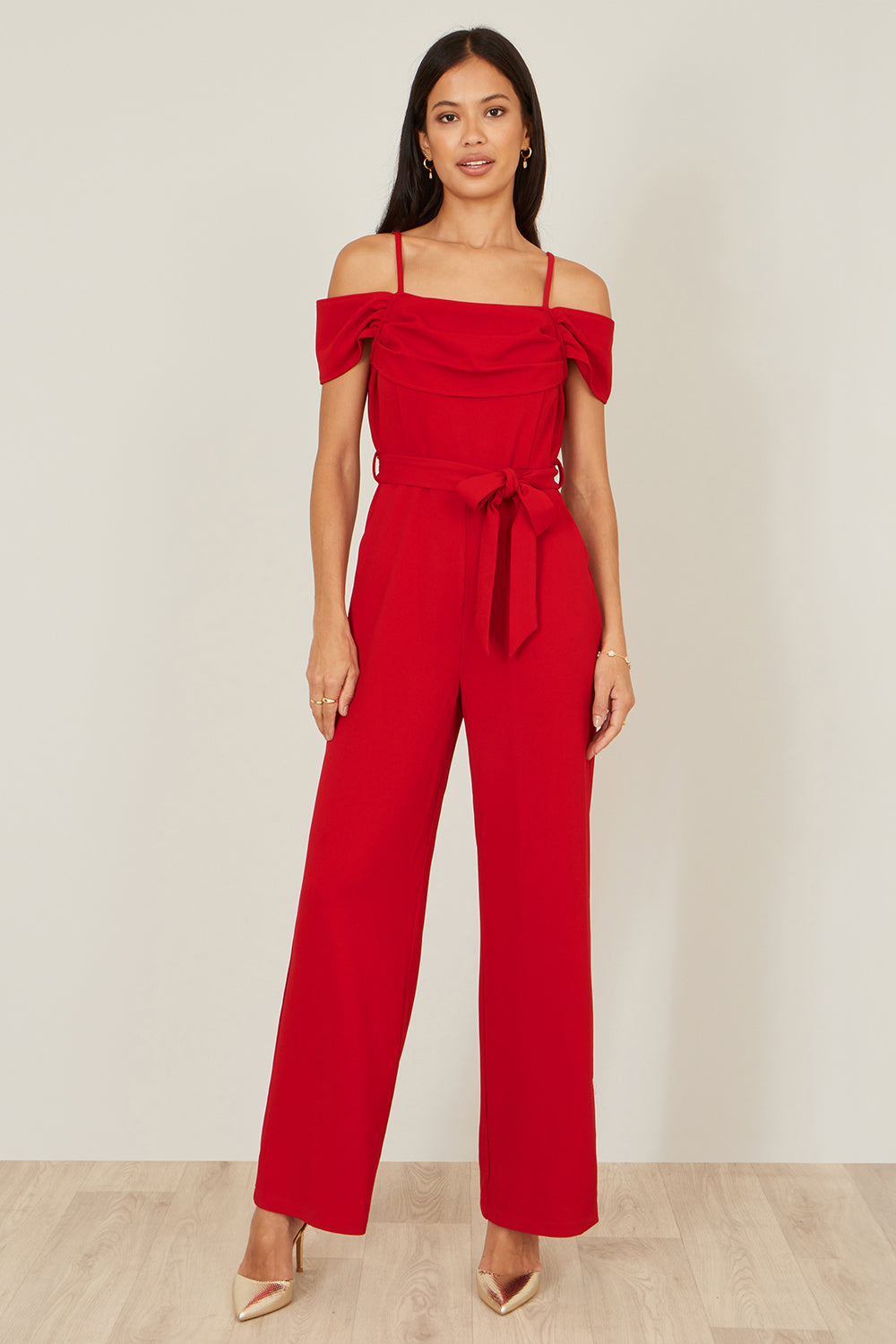 Yumi Red Stretch Bardot Jumpsuit JUMPSUIT Yumi