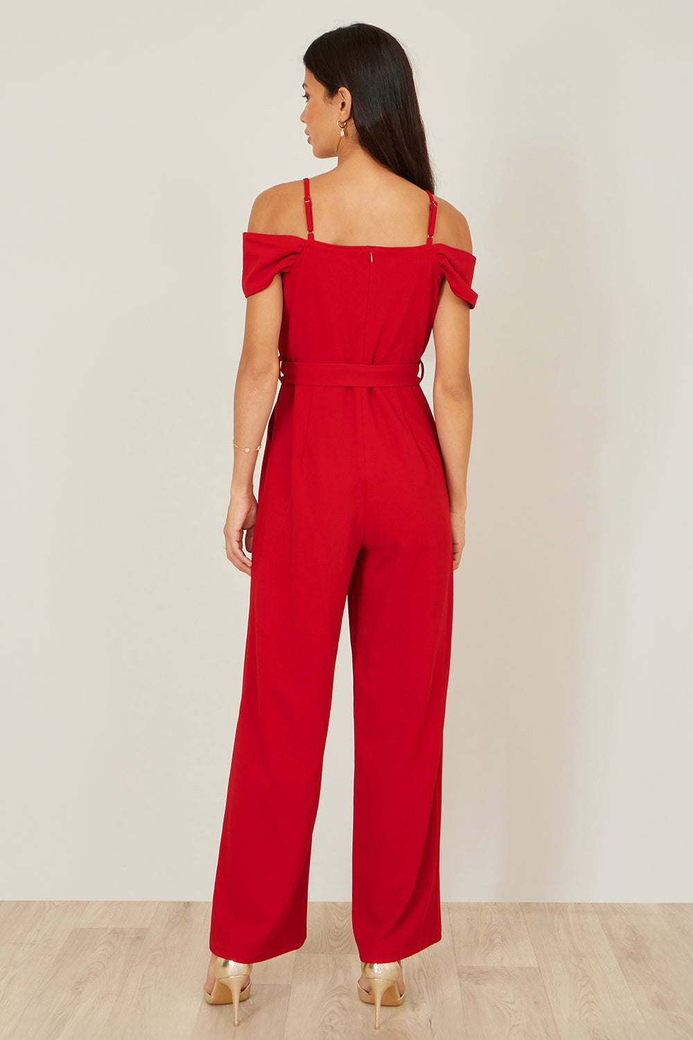 Yumi Red Stretch Bardot Jumpsuit JUMPSUIT Yumi
