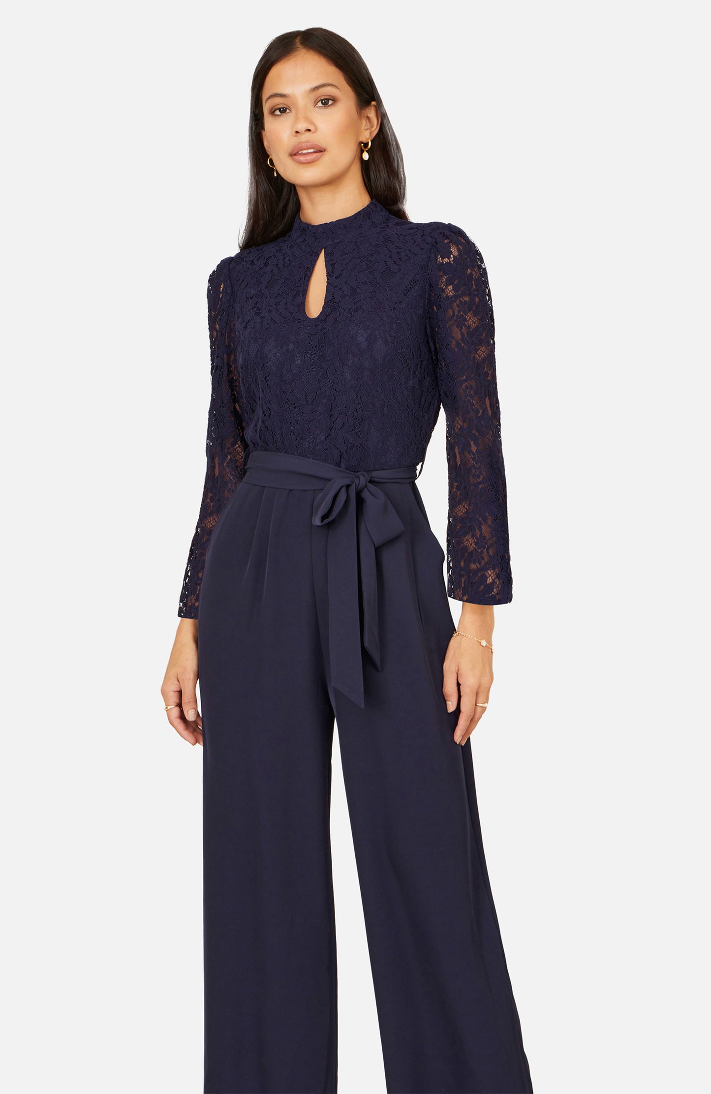 Yumi Navy Lace Applique Jumpsuit JUMPSUIT Yumi