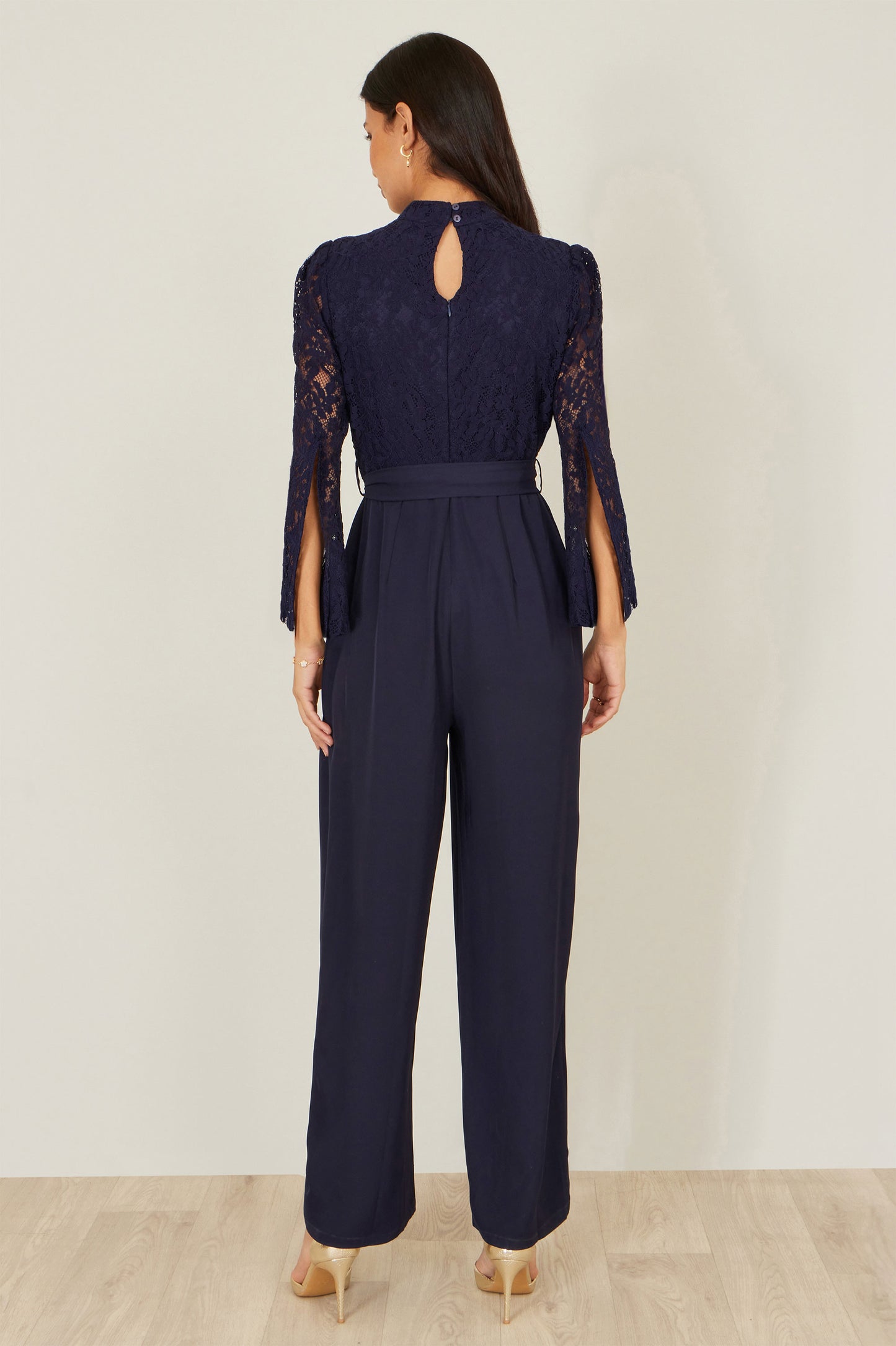 Yumi Navy Lace Applique Jumpsuit JUMPSUIT Yumi