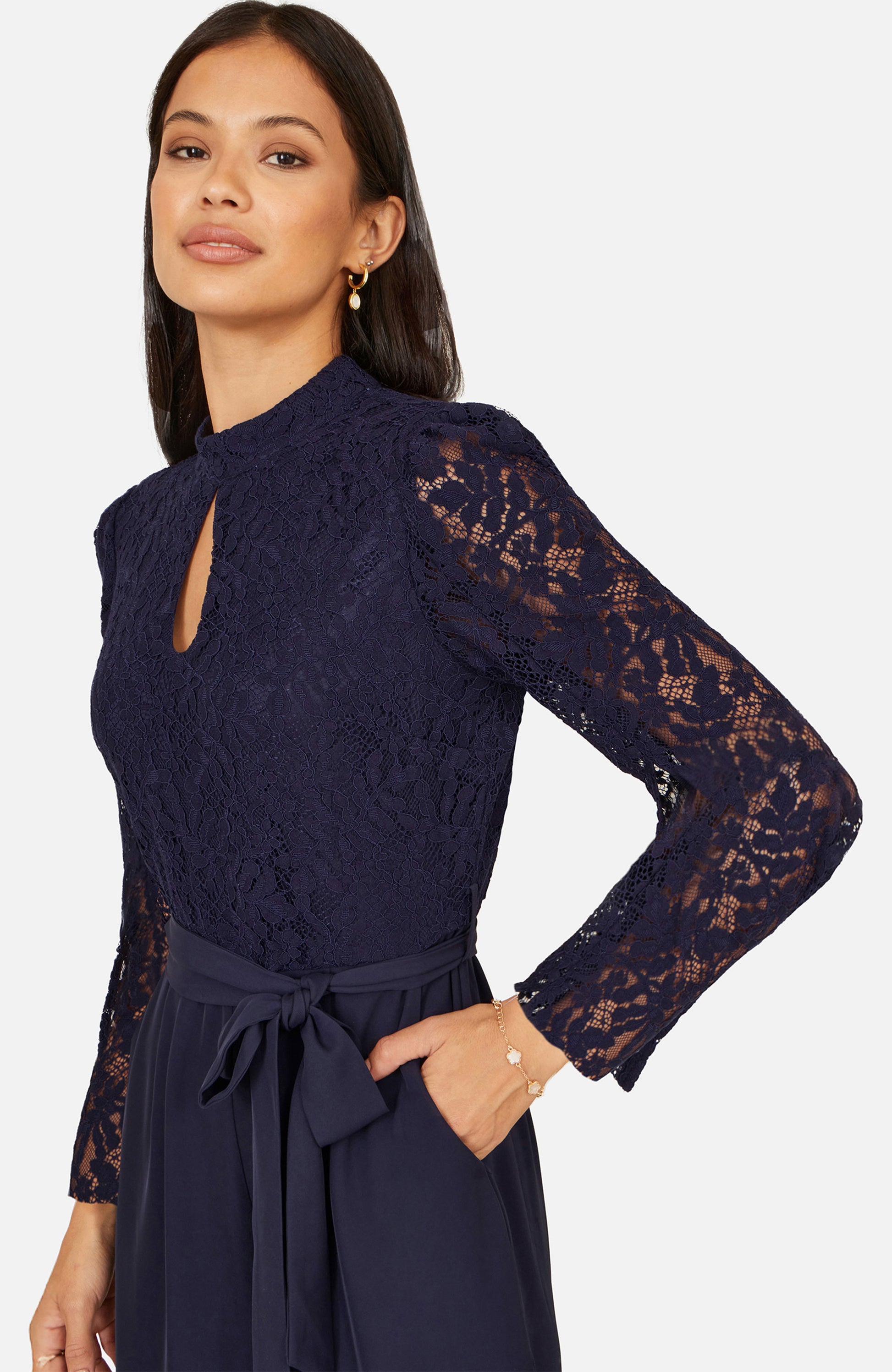 Yumi Navy Lace Applique Jumpsuit JUMPSUIT Yumi