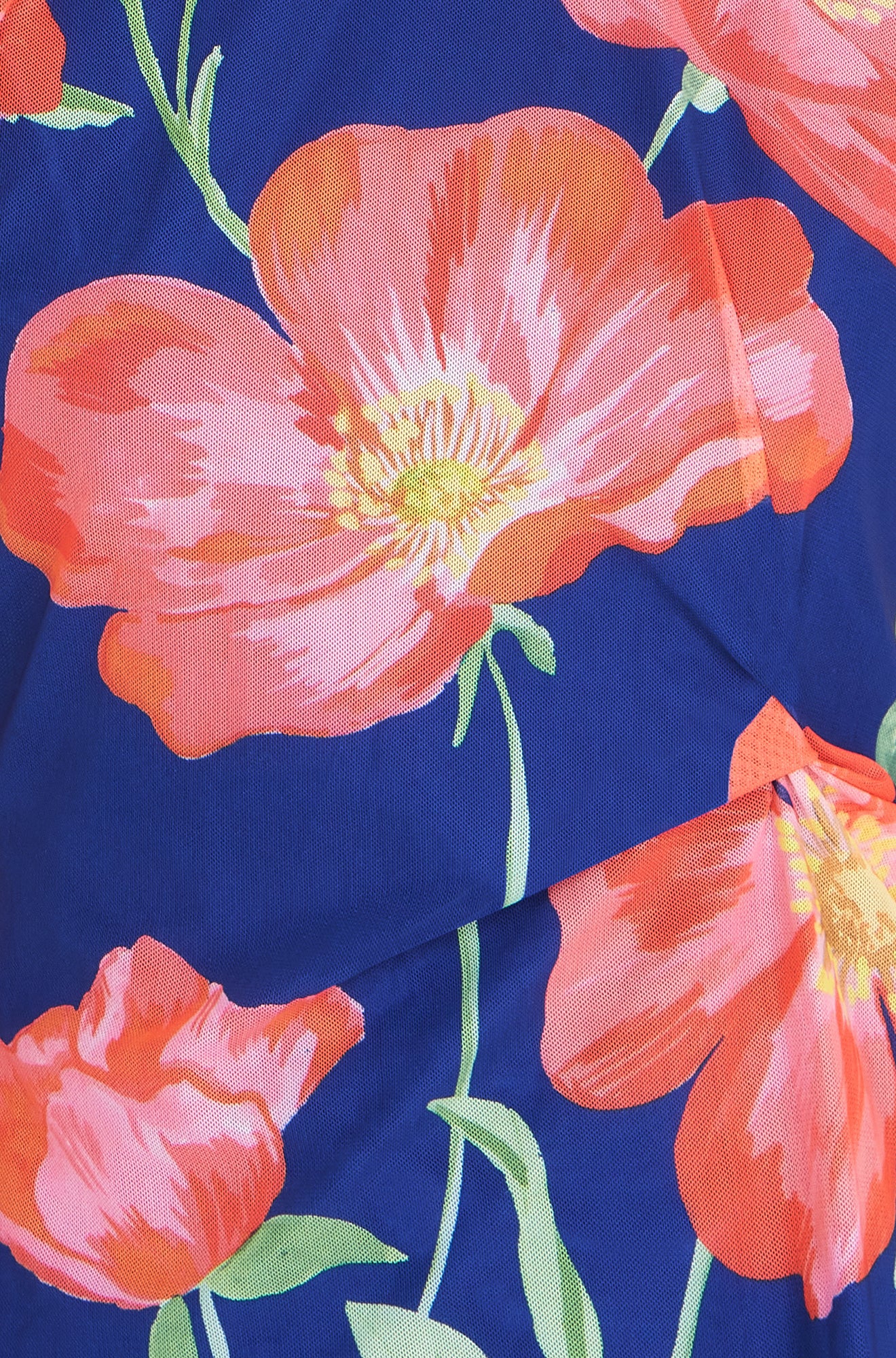 Yumi Navy Poppy Mesh Top Tops Yumi